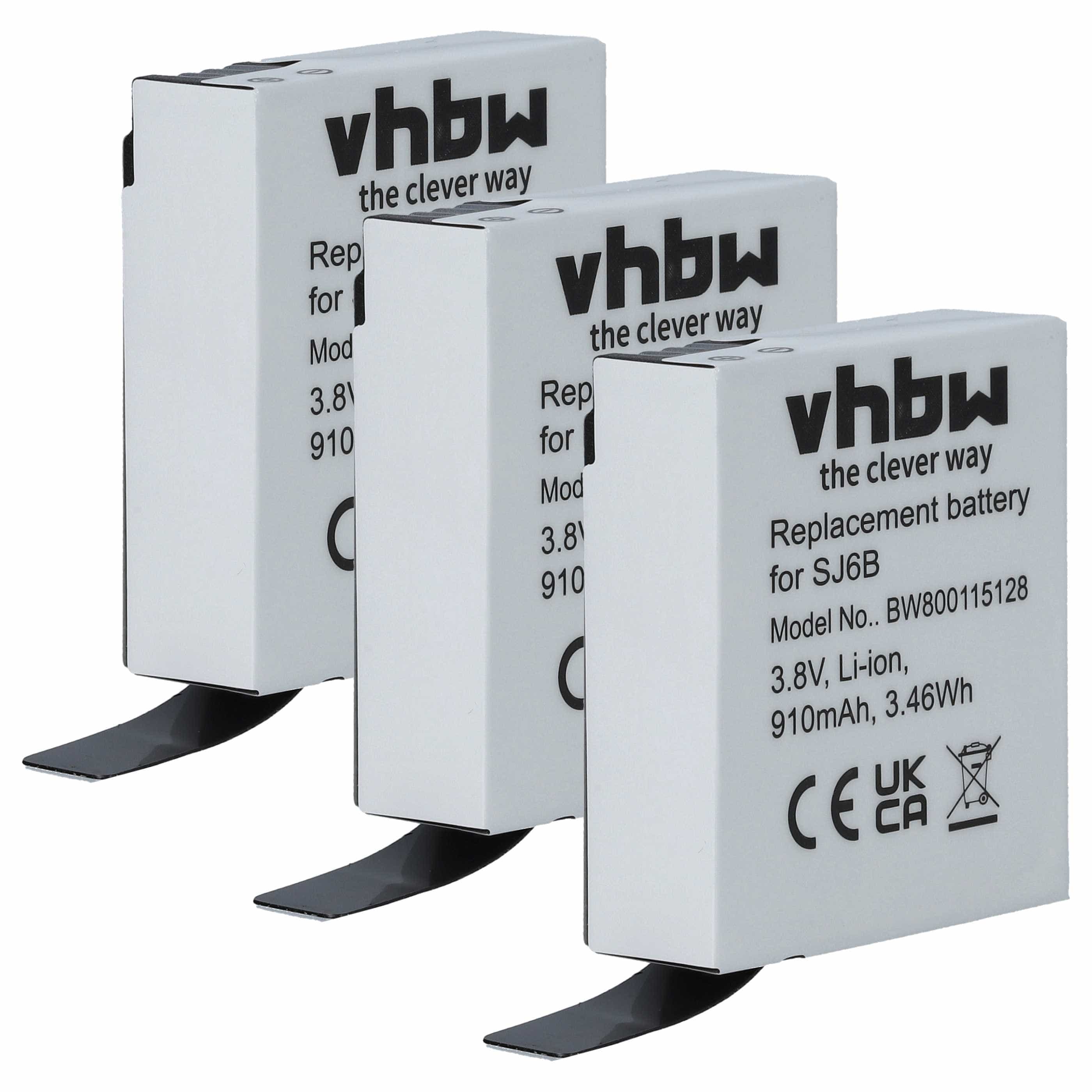 Videocamera 3x Battery replaces SJCam SJ6B - 910 mAh 3.8 V Li-Ion