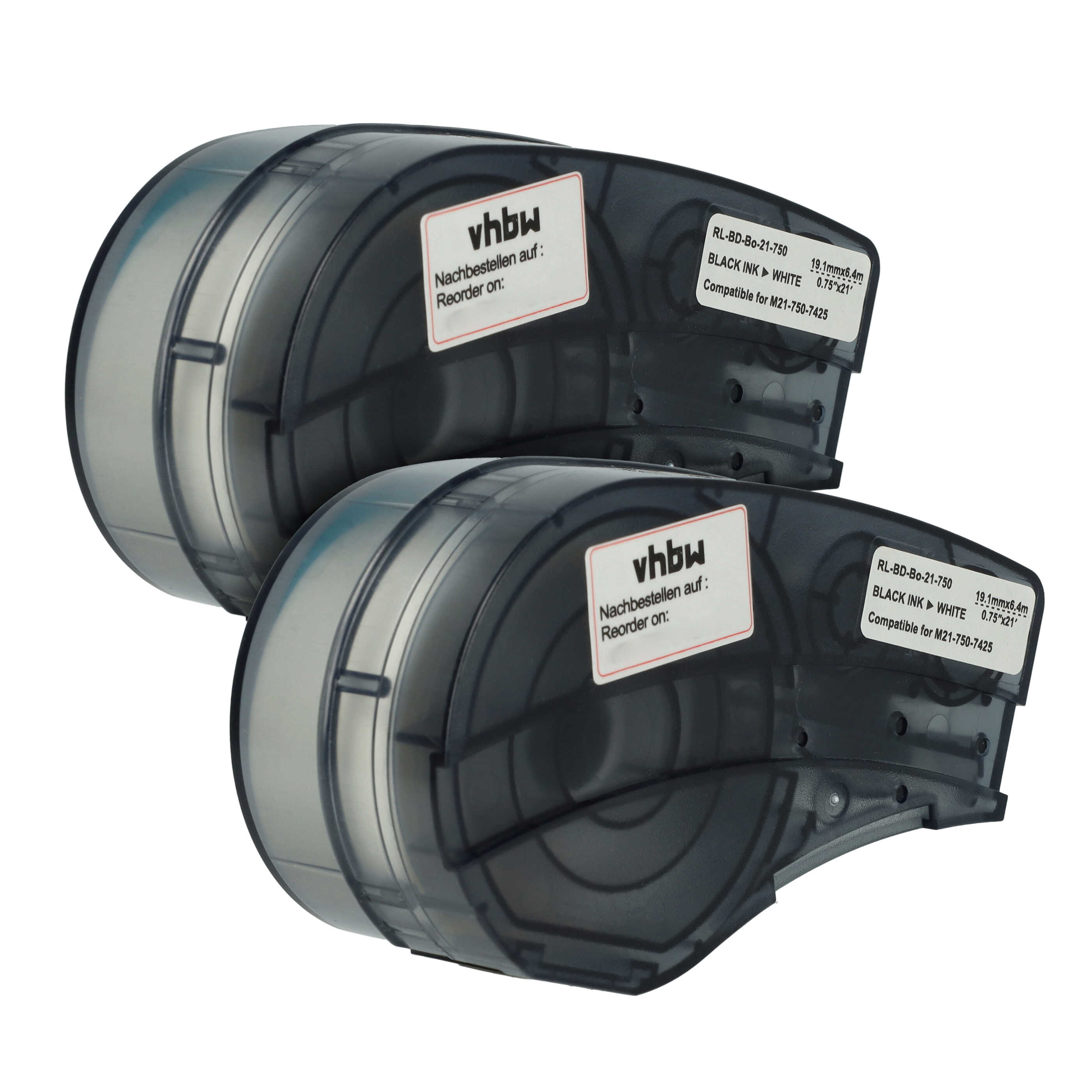 2x Schriftband als Ersatz für Brady M21-750-7425 19,05mm Schwarz auf Weiß