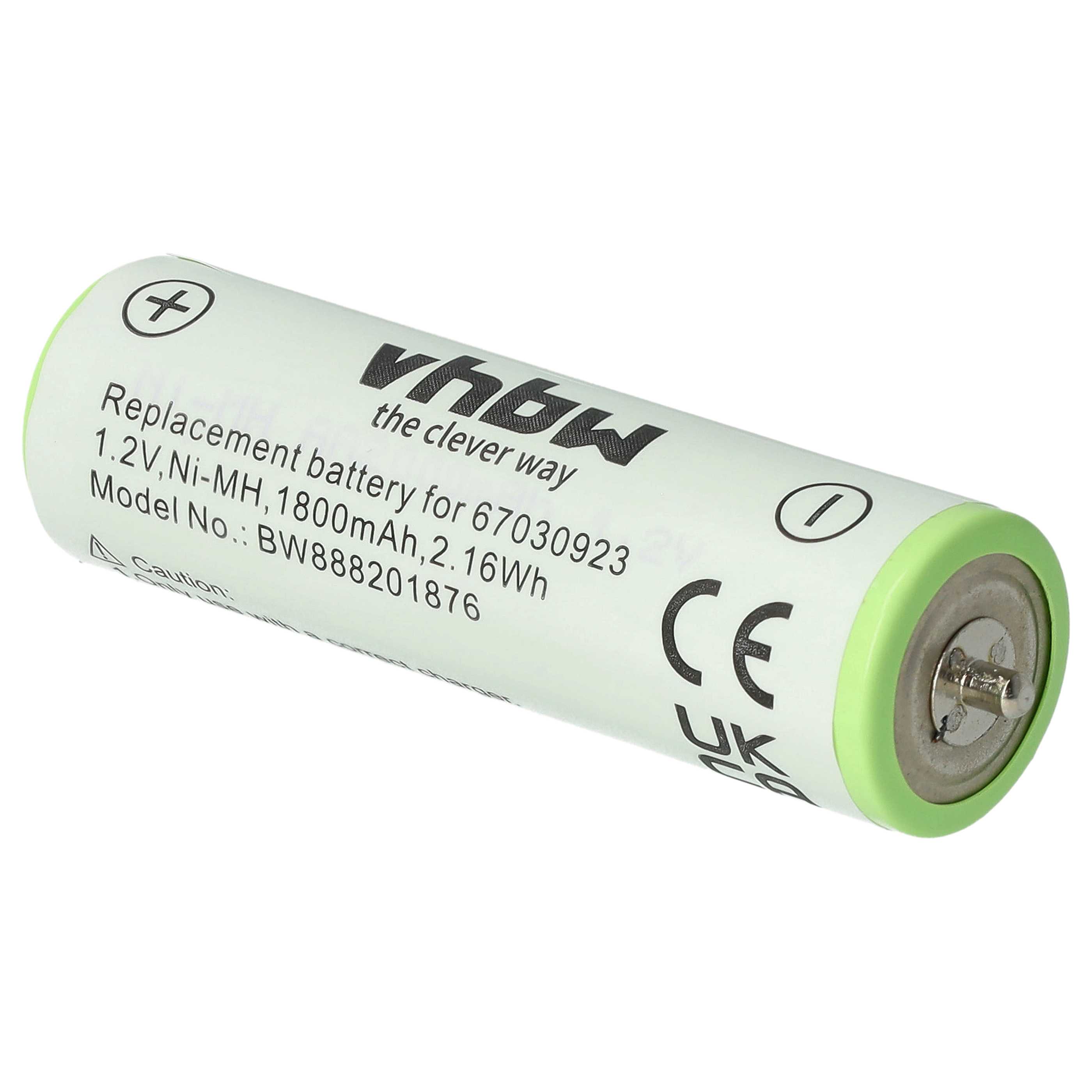 Batteria (2x pezzo) per rasoio sostituisce Braun 1HR-AAAUV, 67030834, 67030165 Panasonic - 1800mAh 1,2V NiMH