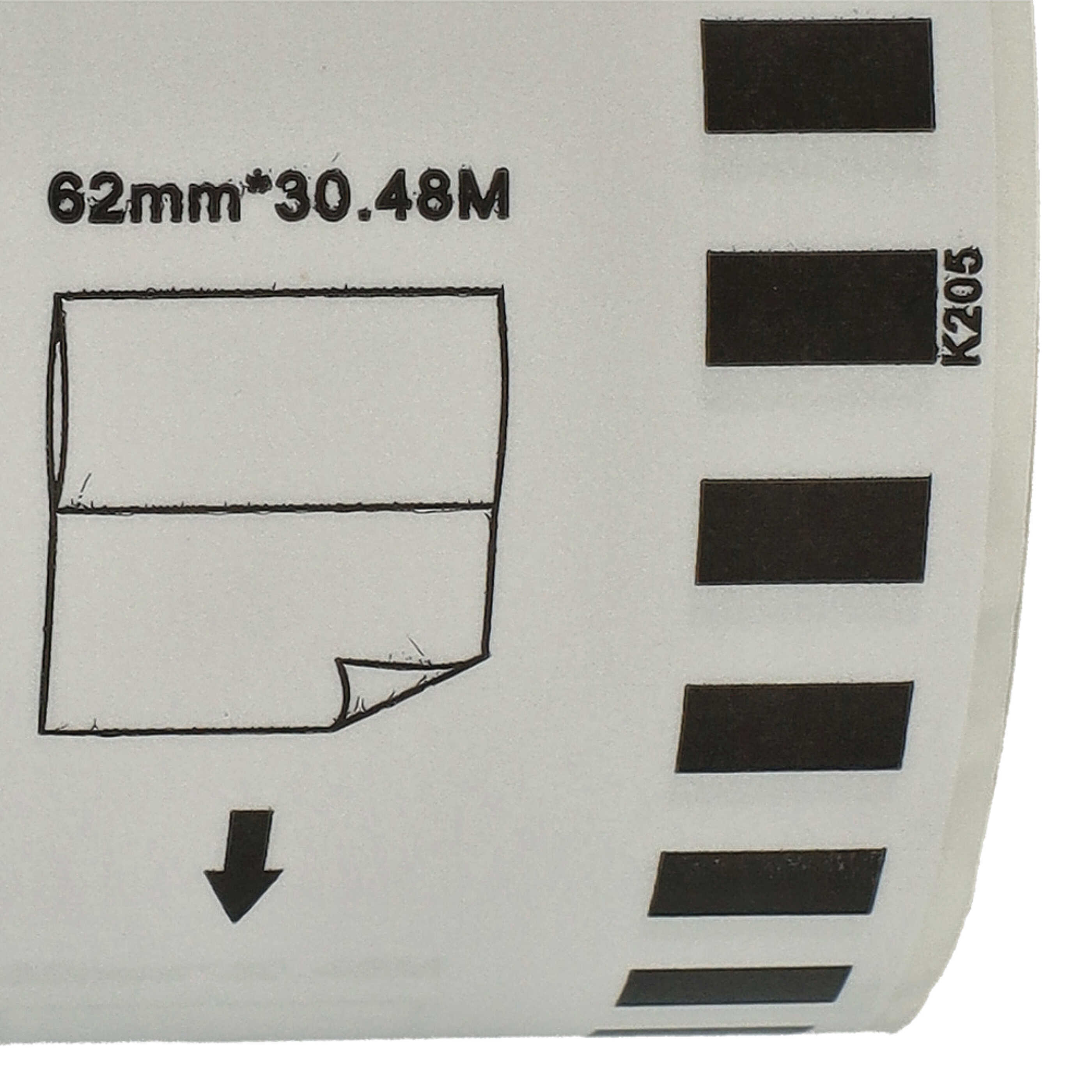 Etiketten als Ersatz für Brother DK-22205 für Etikettendrucker - Premium 62mm x 30,48m