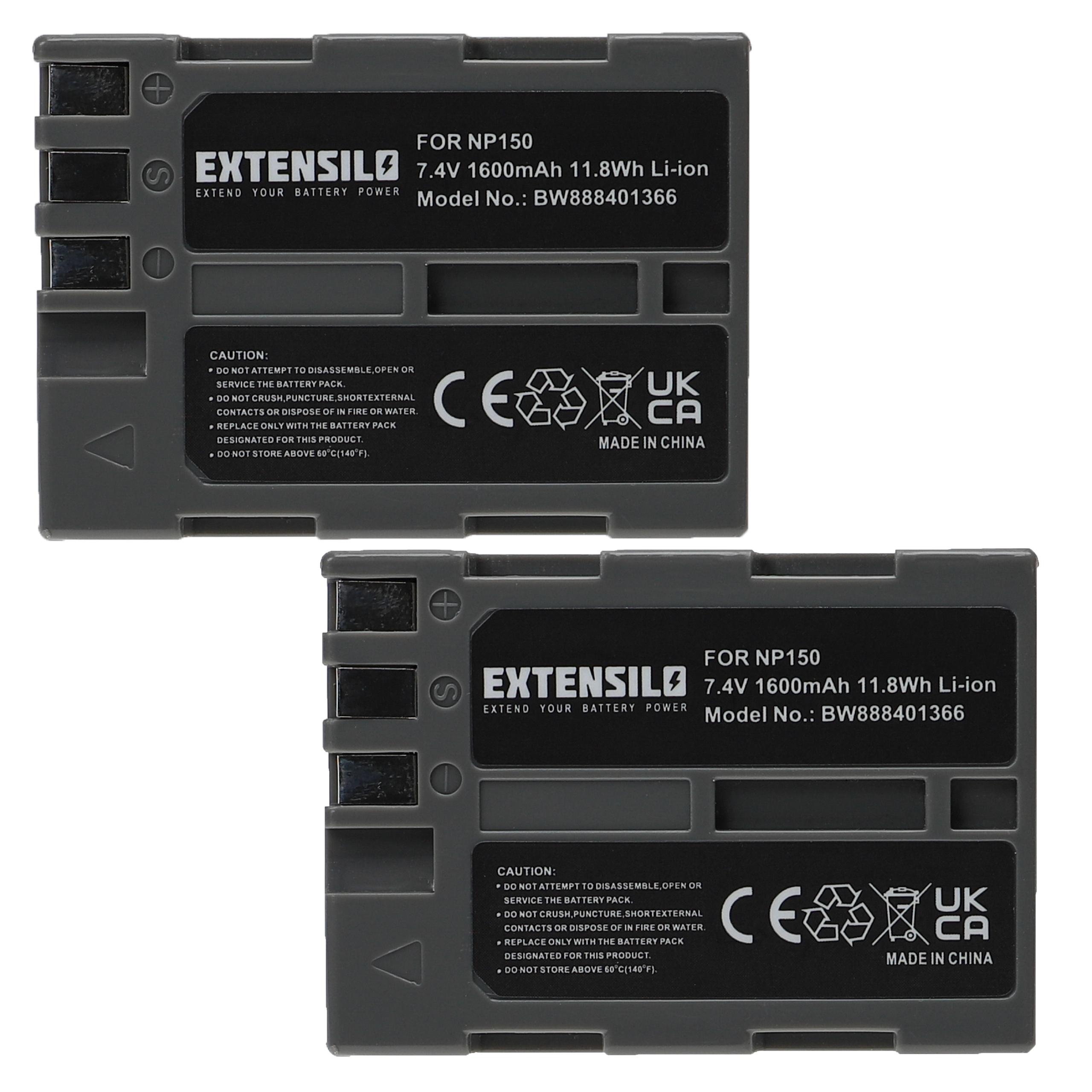 2x Battery replaces Fujifilm NP-150 - 1600mAh, 7.4V, Li-Ion