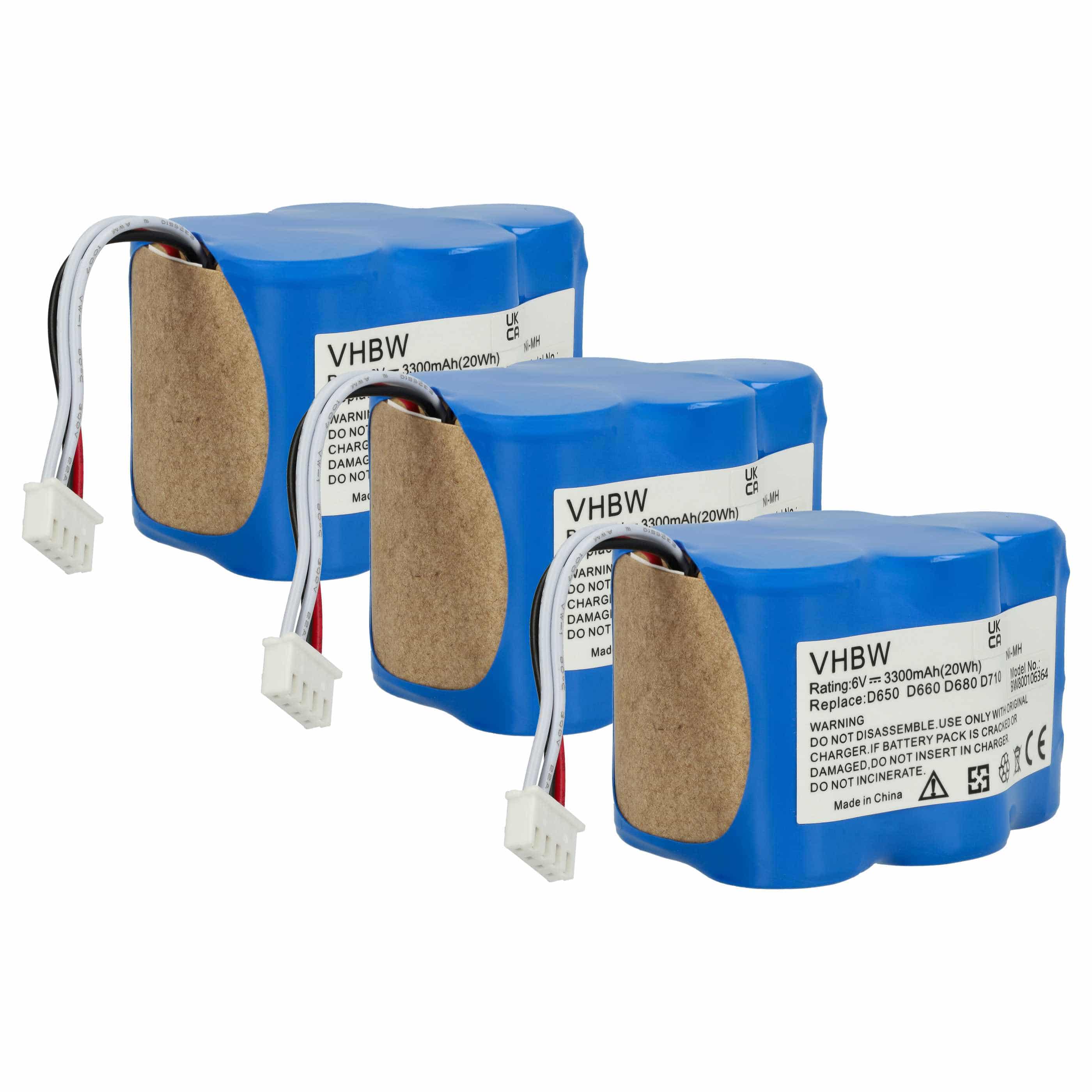 3x Battery replaces 945-0005, 945-0006, 205-0001, 945-0024, LP43SC3300P5 for Hoover etc. 3300mAh, 6V, NiMH