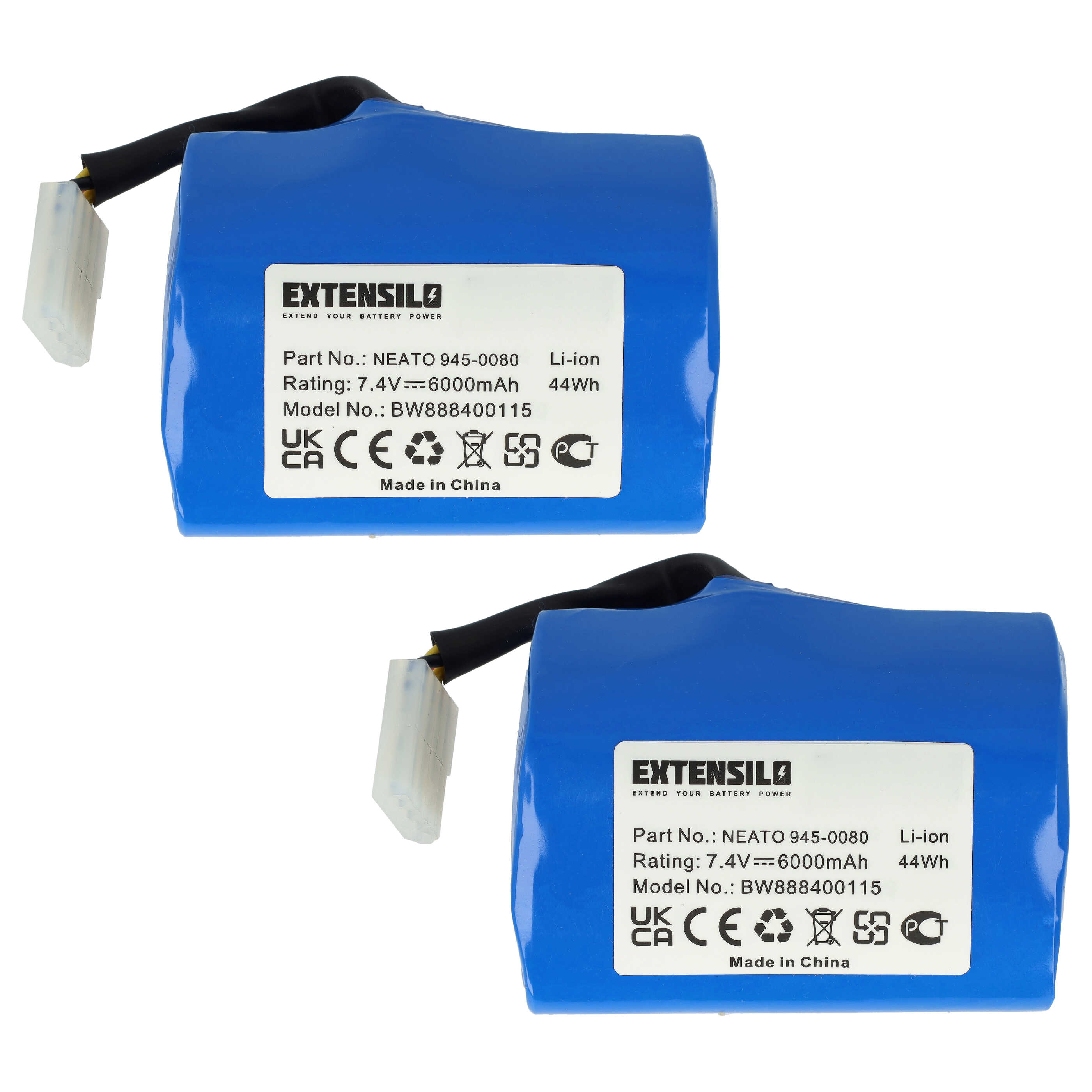Battery (2 Units) Replacement for Neato 945-0024, 945-0006, 205-0001, 945-0005 for - 6000mAh, 7.4V, Li-Ion