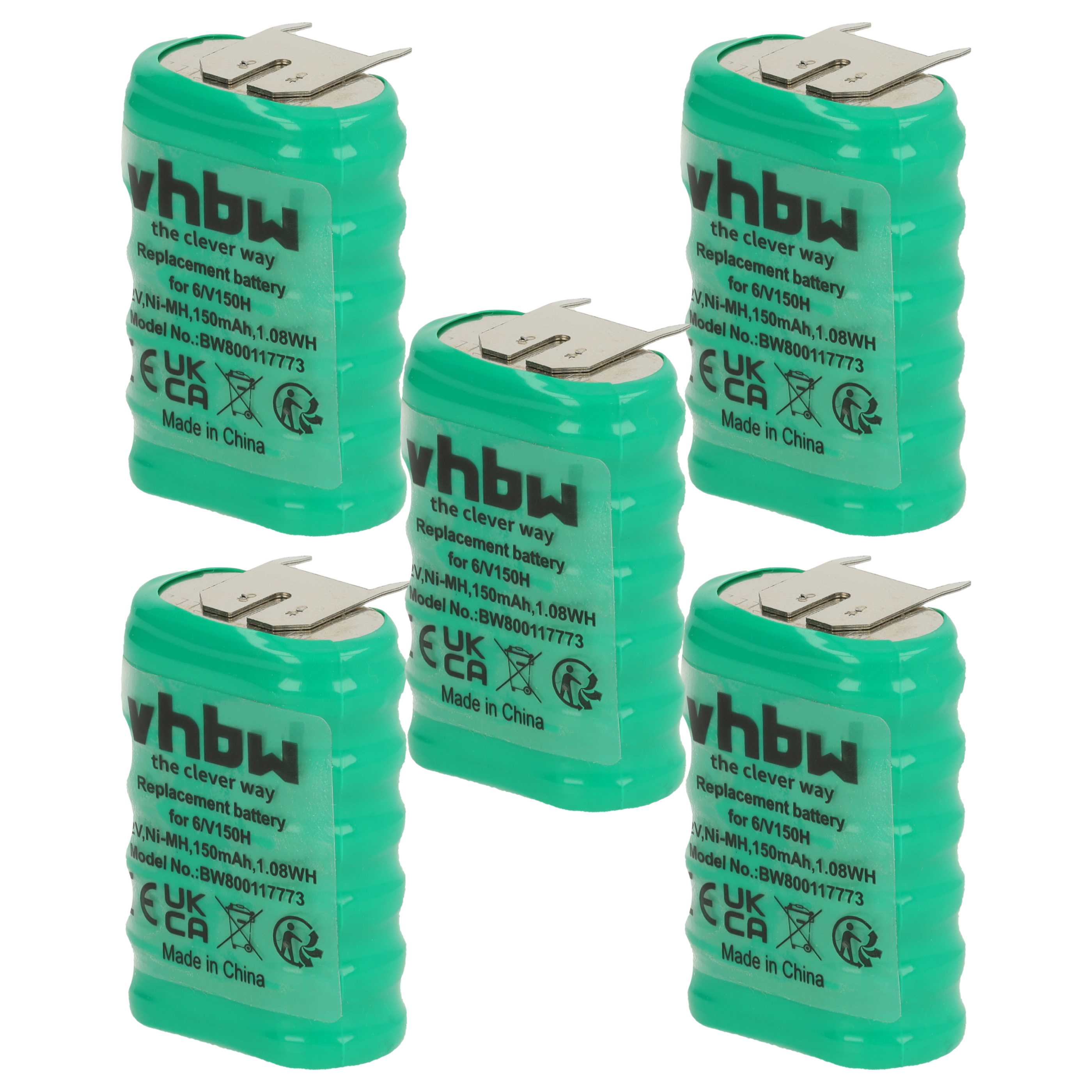 5x Button Cell Battery Type 6/V150H 3 Pins for Model Building Solar Lamps etc. - 150 mAh 7.2 V NiMH