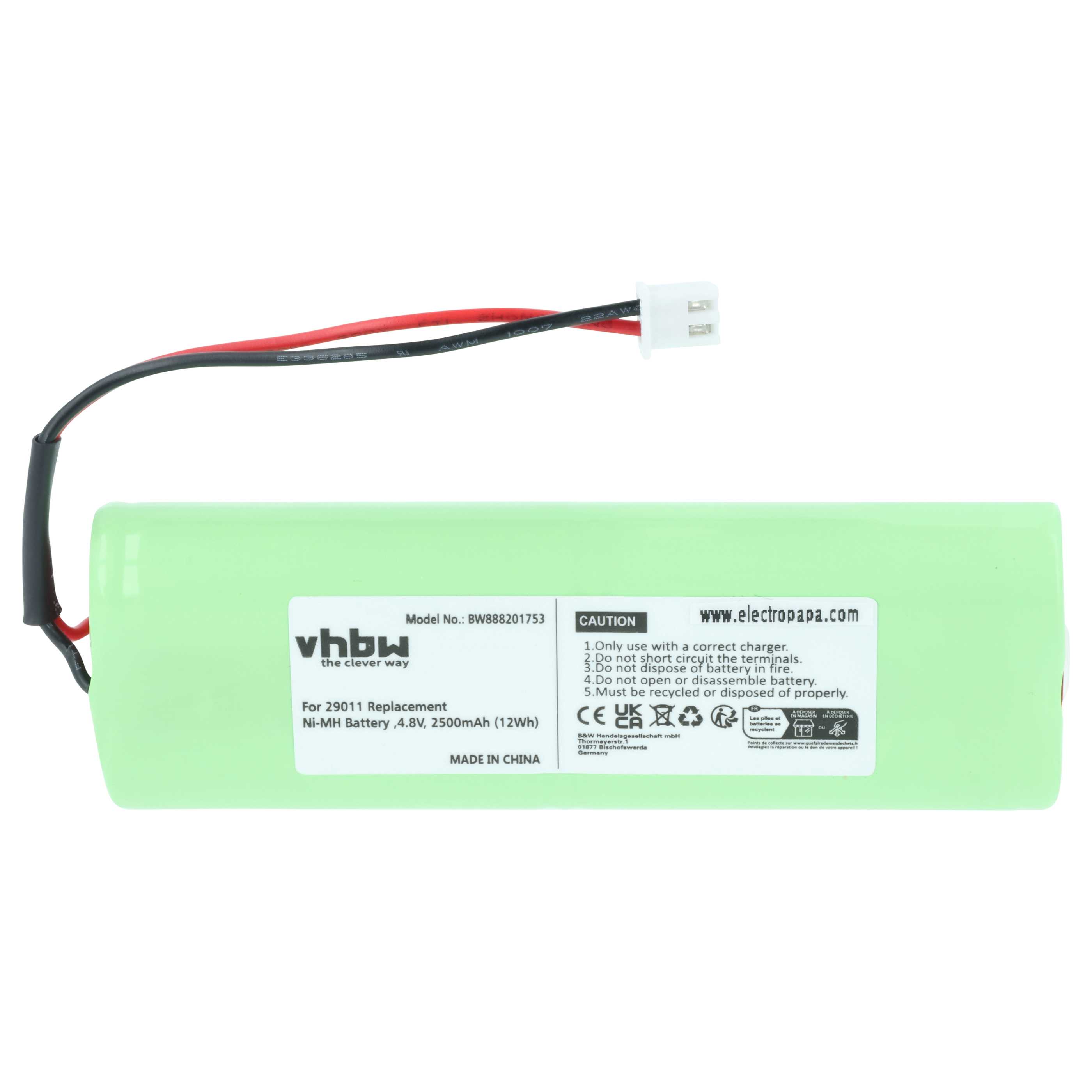 Torch - Battery replaces HAZET 29011 - 2500 mAh 4.8 V NiMH