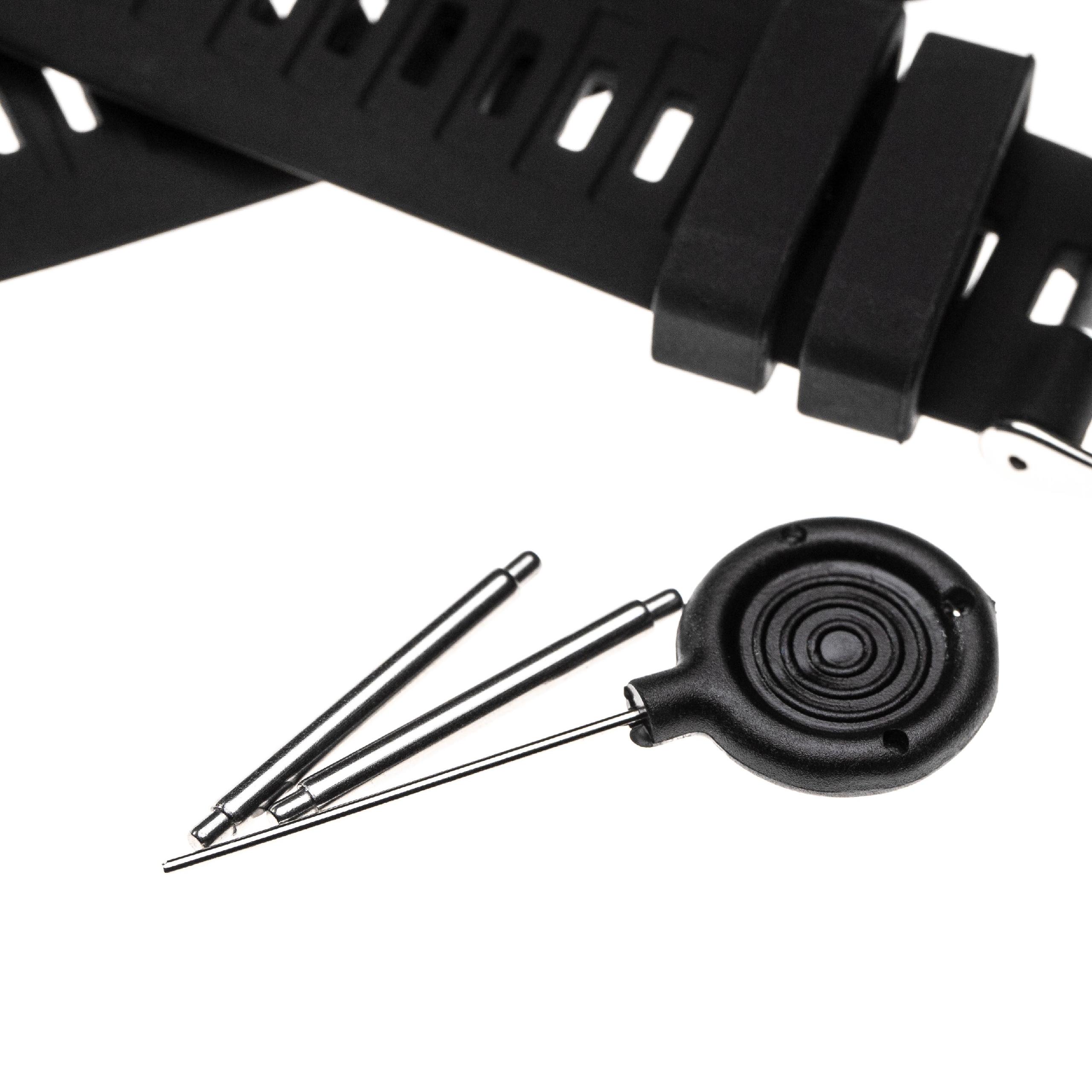 Bracelet pour montre intelligente Garmin - 12,7 + 9,7 cm de long, silicone, noir