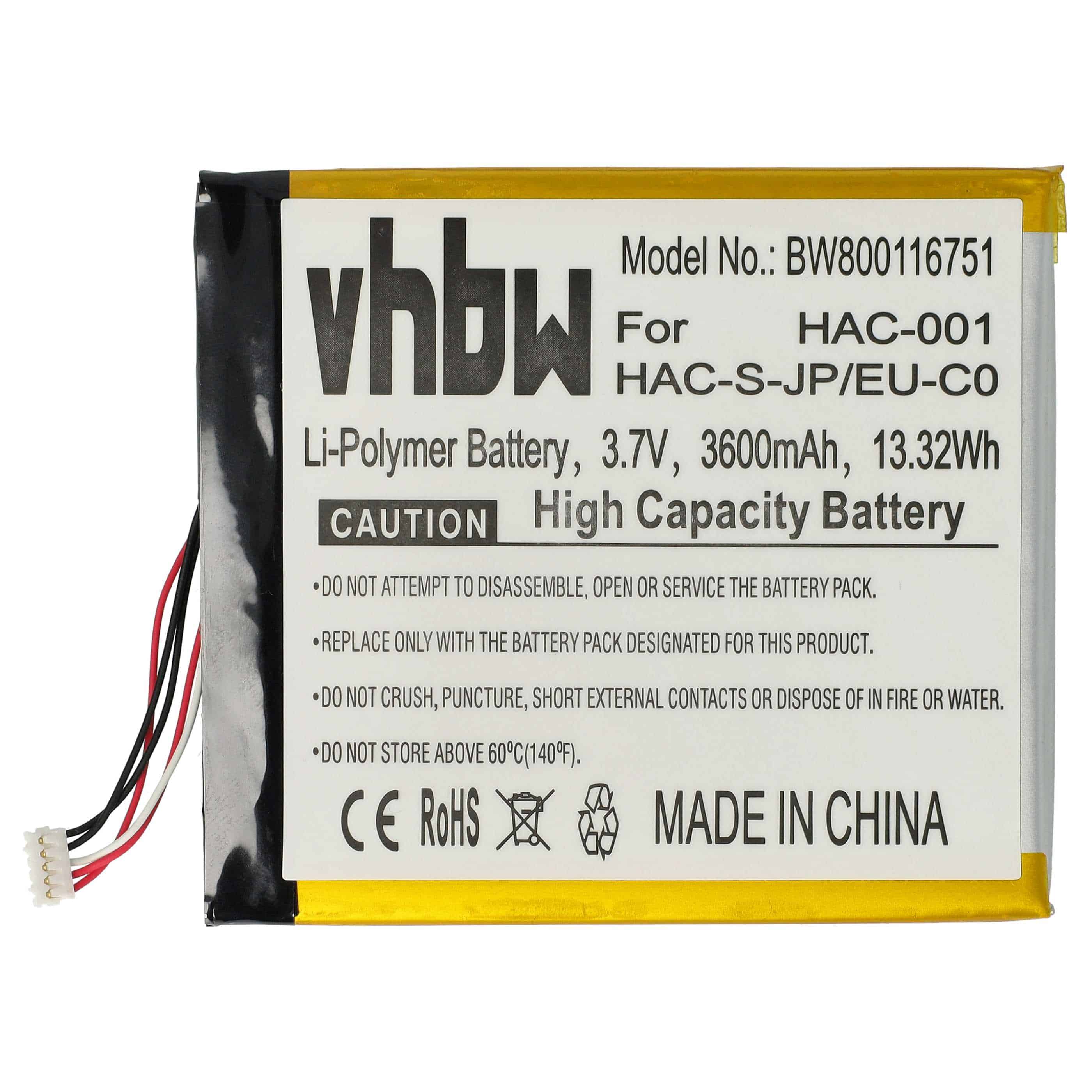 Batteria per console di gioco sostituisce Nintendo HAC-A-BPHAT-C0, HAC-003 - 3600mAh, 3,7V