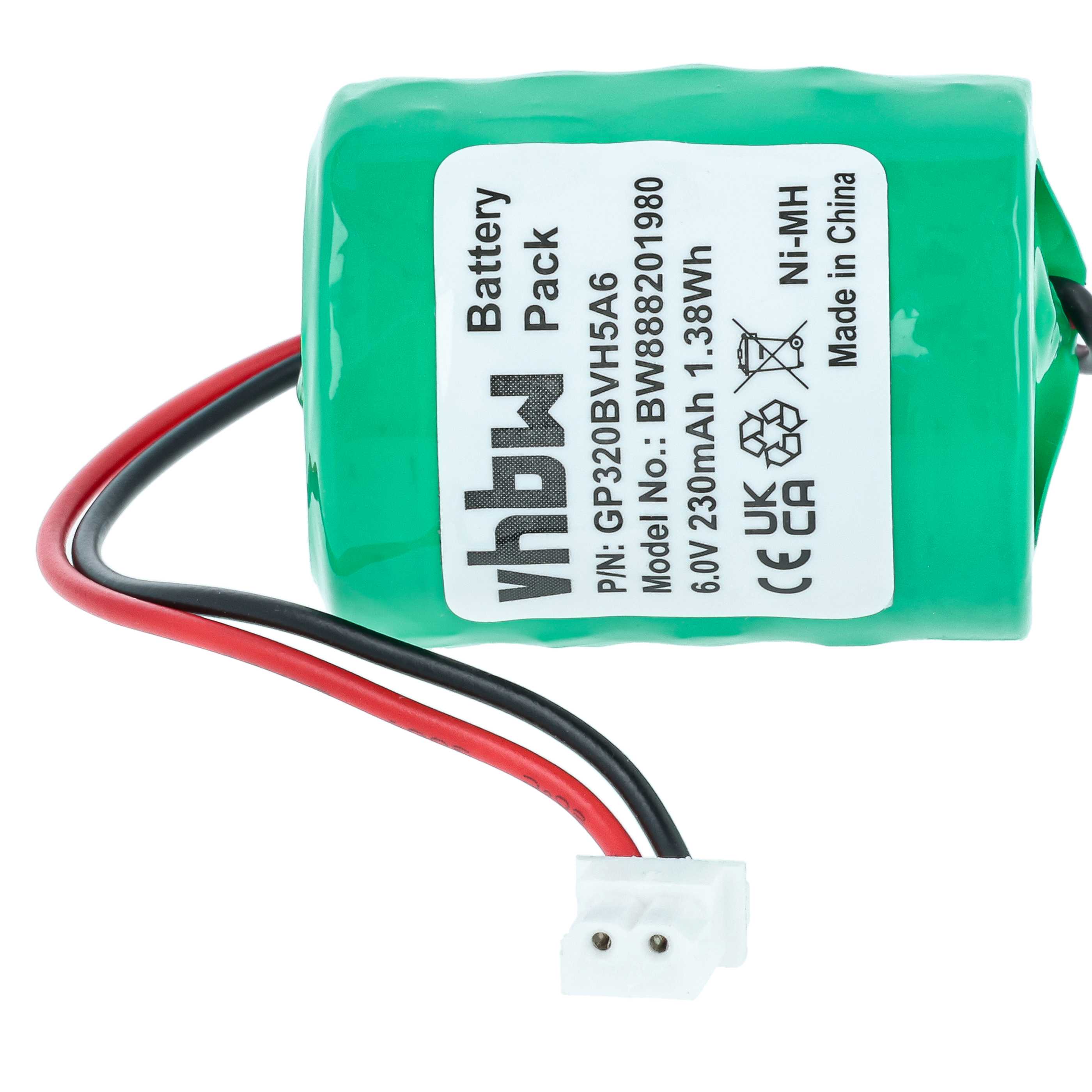 5x Batería reemplaza Honeywell GP250BVH5A6, CP300H, GP320BVH5A6 para instalación alarma (230 mAh, 6 V, NiMH)