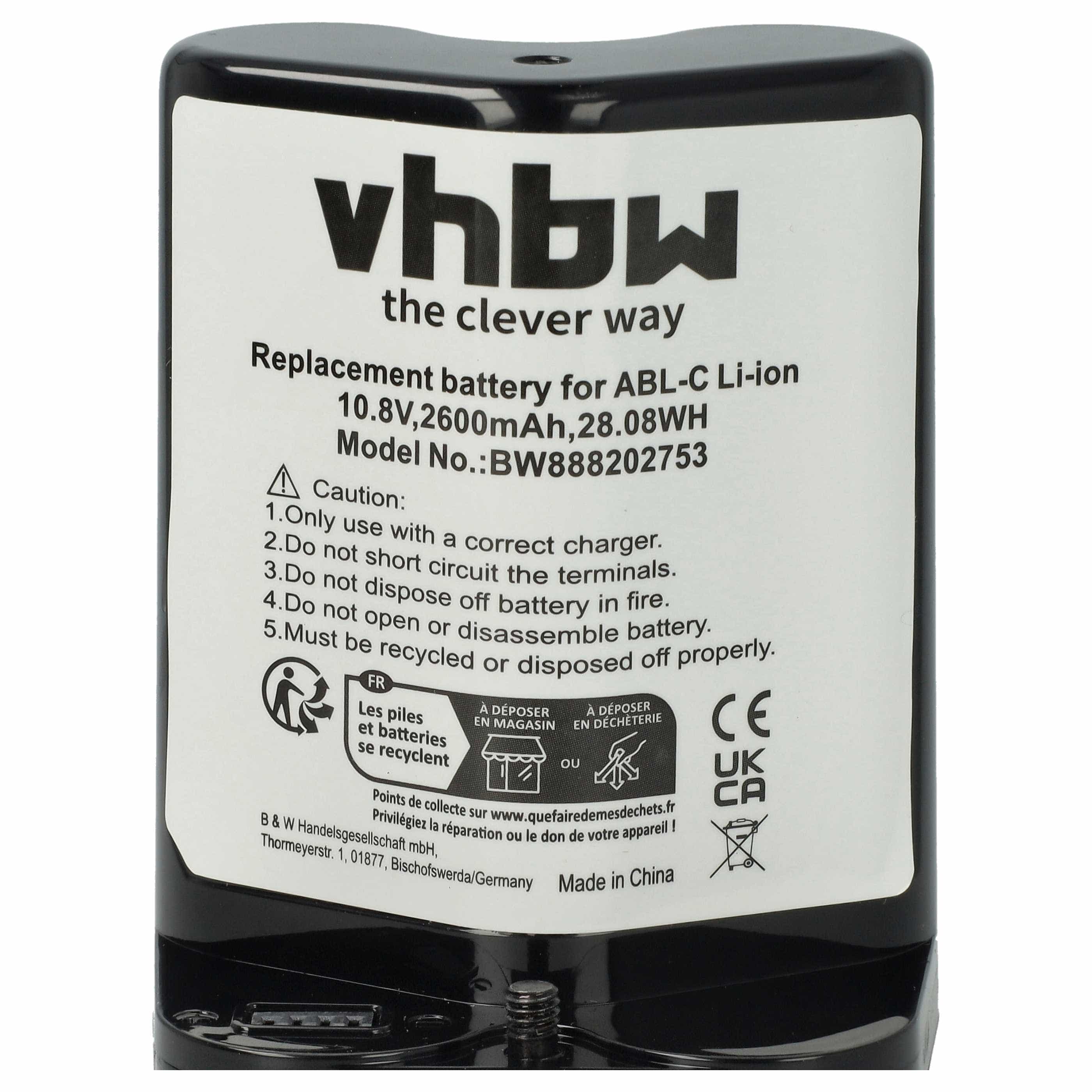 Battery replaces iRobot ABL-C, M611020 for iRobot 2600mAh, 10.8V, Li-Ion