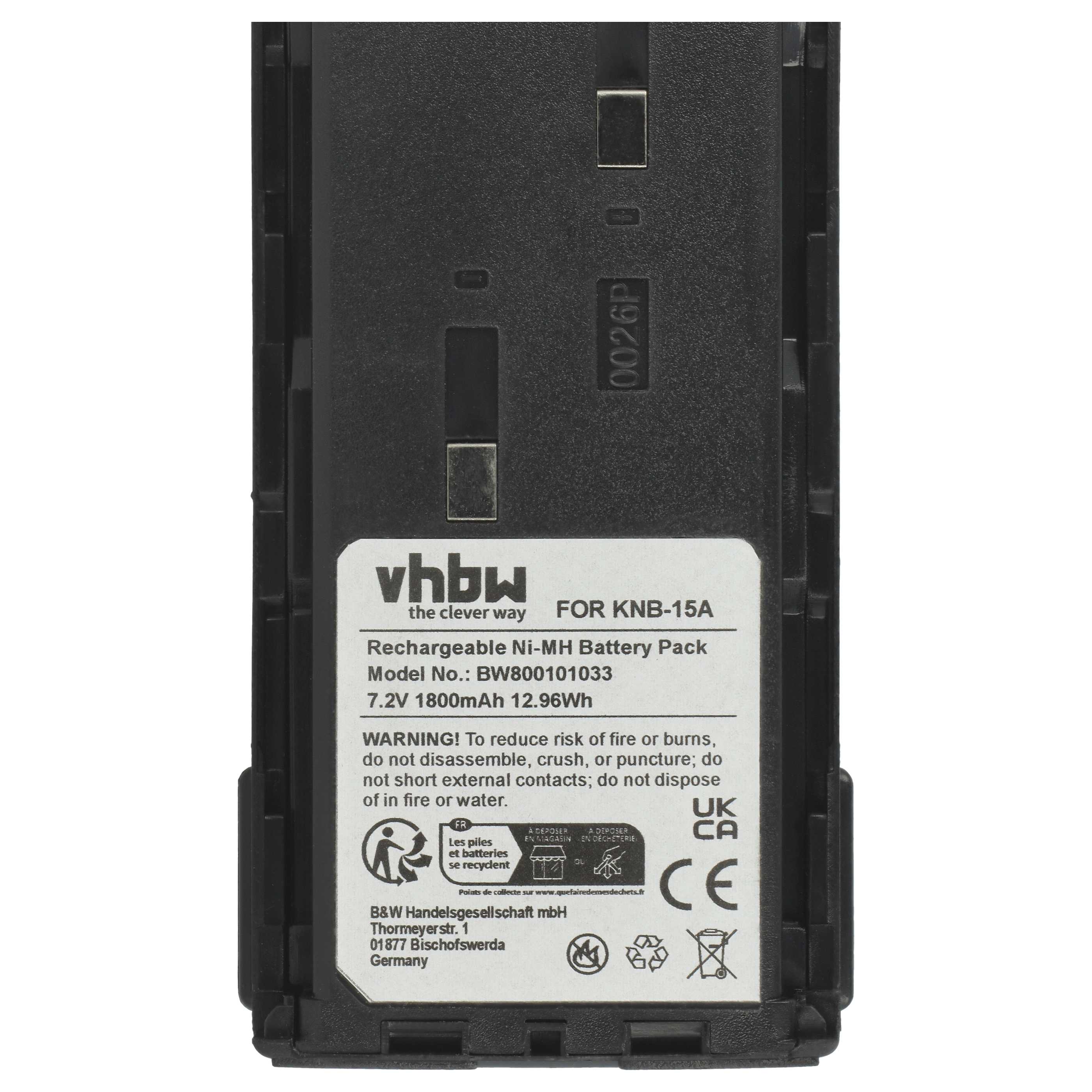 Radio 5x Battery replaces Bidatong BD-15-L - 1800 mAh 7.2 V NiMH