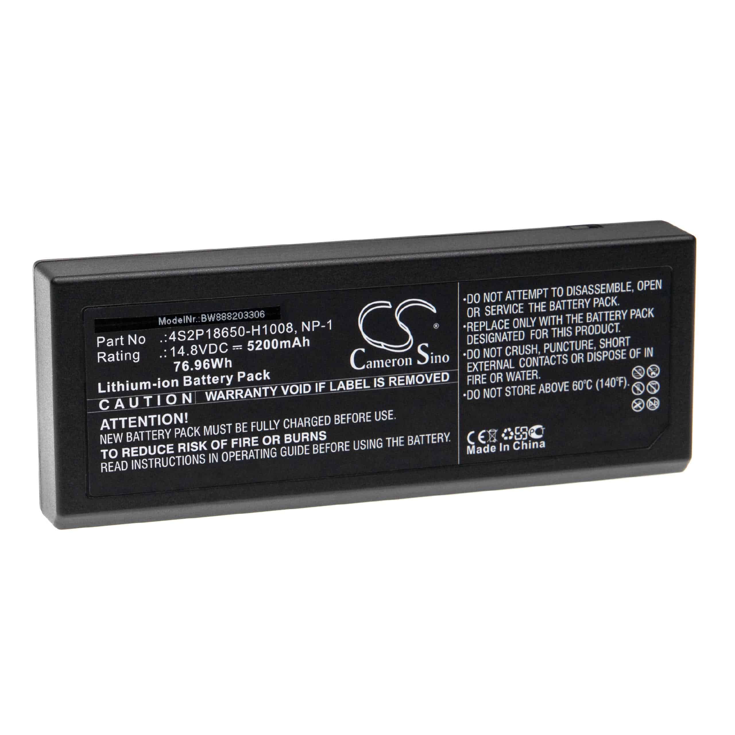 Medical Equipment Battery Replacement for Biocare 4S2P18650-H1008, NP-1 - 5200mAh 14.8V Li-Ion
