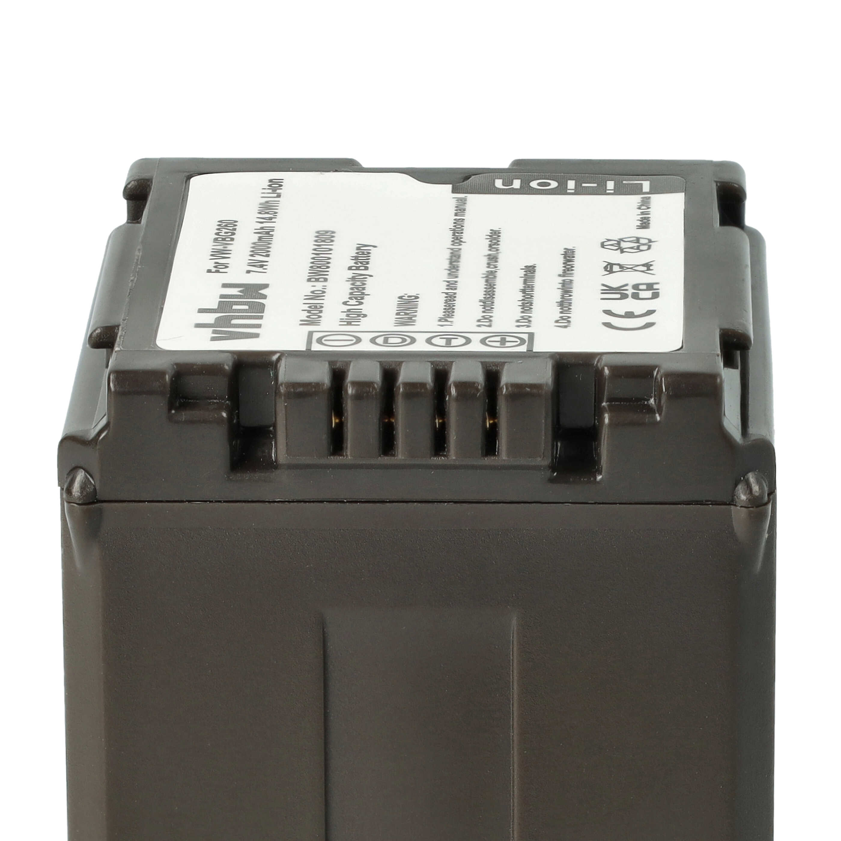 Videocamera Battery Replacement for Panasonic VW-VBG260 - 2000mAh 7.2V Li-Ion