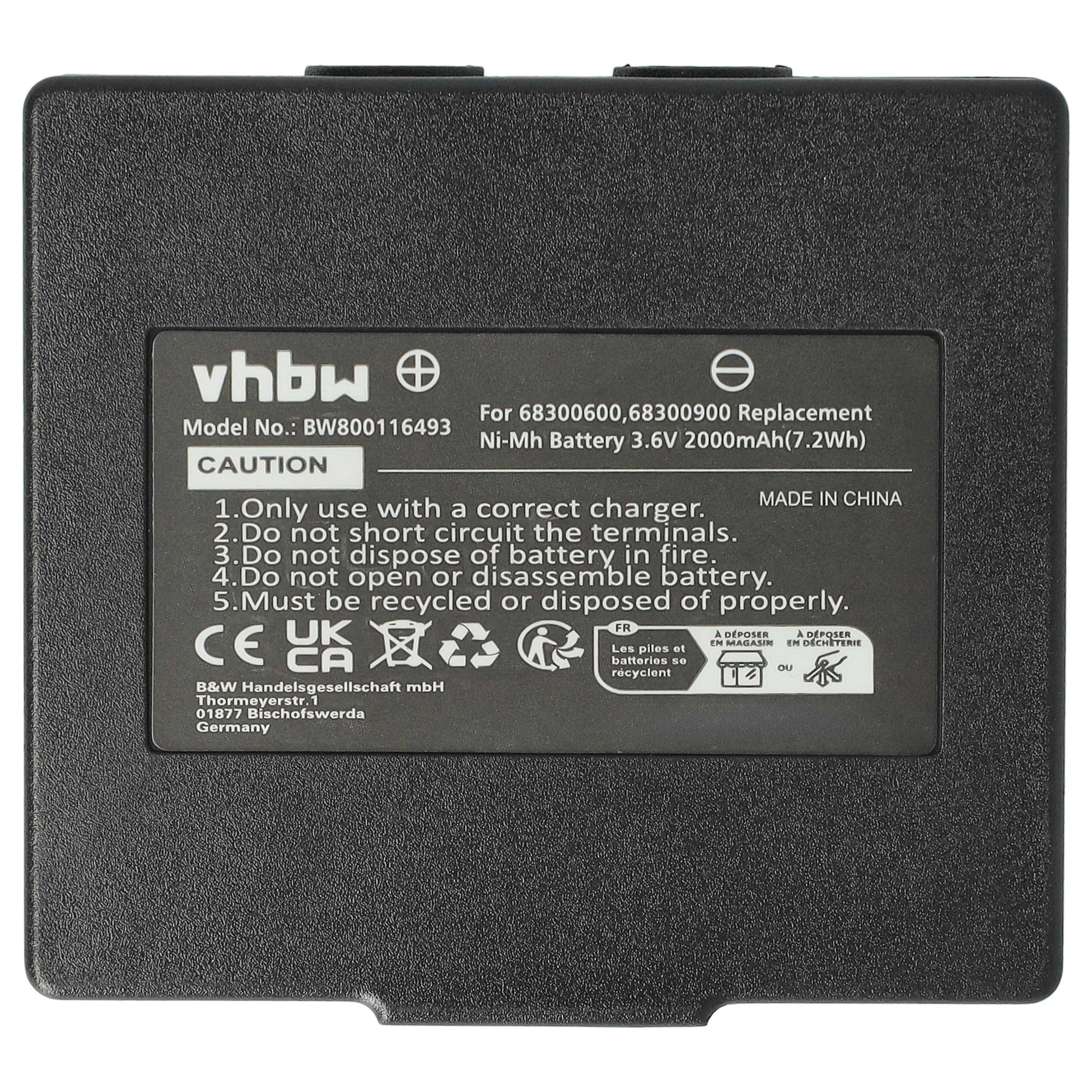 Batería (2 ud) reemplaza Abitron KH68300990, EX2-22 sistema control - 2000mAh 3,6V NiMH