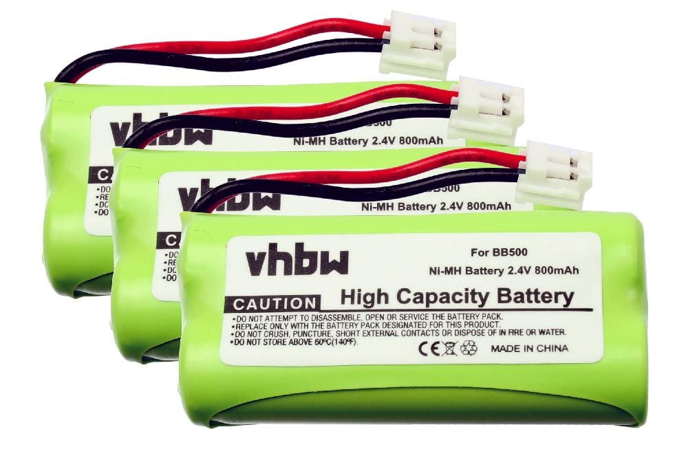 3x Batteries remplace 60AAAH2BMJ, BC102906, 87C, BT-34H, T377 pour téléphone Binatone - 800mAh 2,4V NiMH