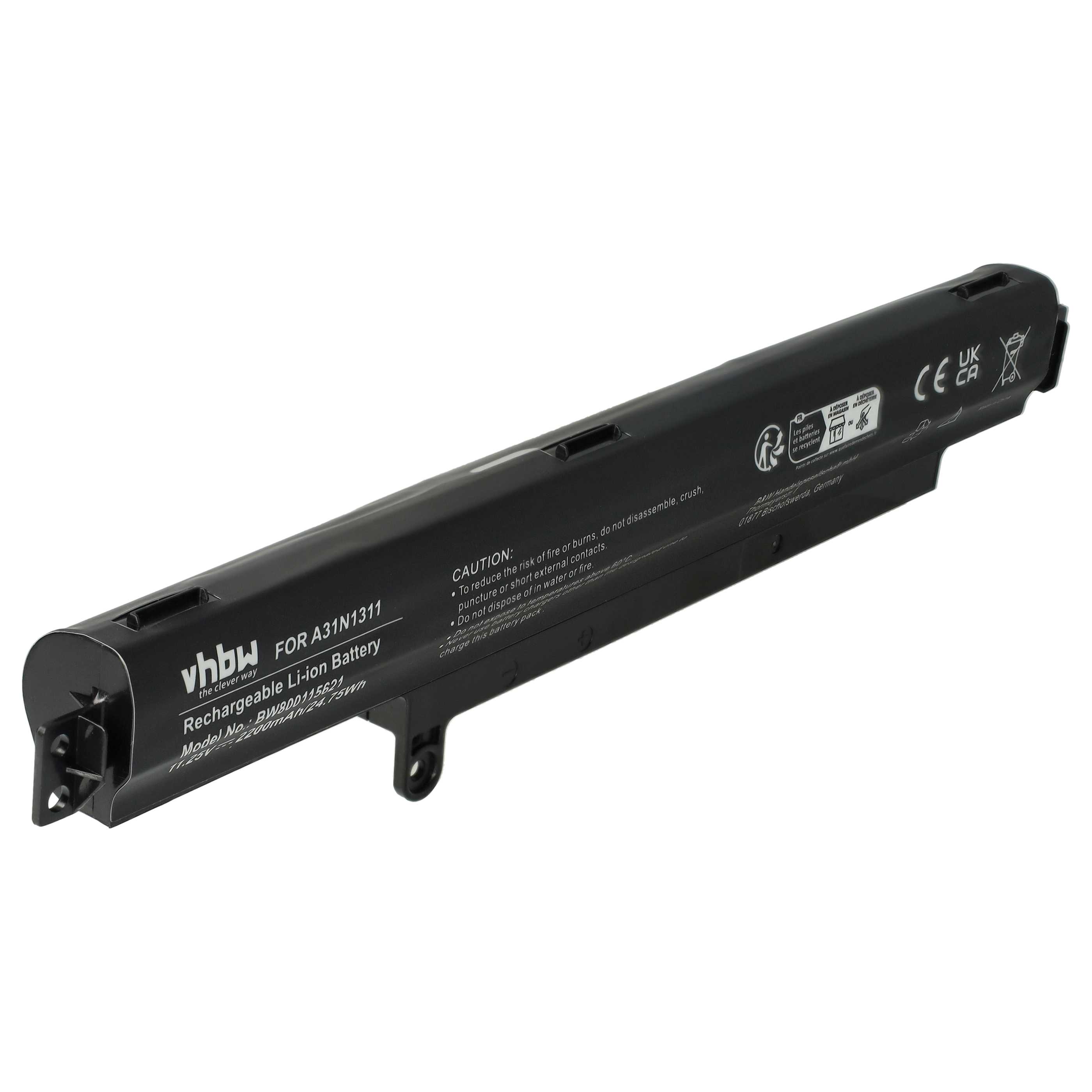 Akumulator do laptopa zamiennik Asus 0B110-00260200, A31N1311, A31LM25 - 2200 mAh 11,25 V Li-Ion, czarny