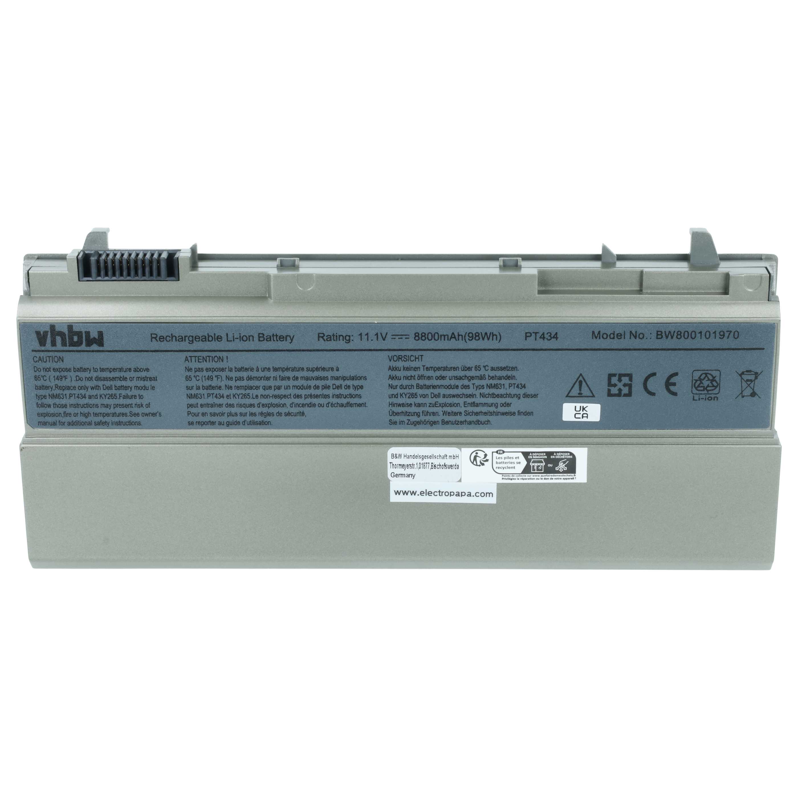 Batteria per notebook Dell Latitude E6400 - 8800mAh 11,1V Li-Ion argento grigio