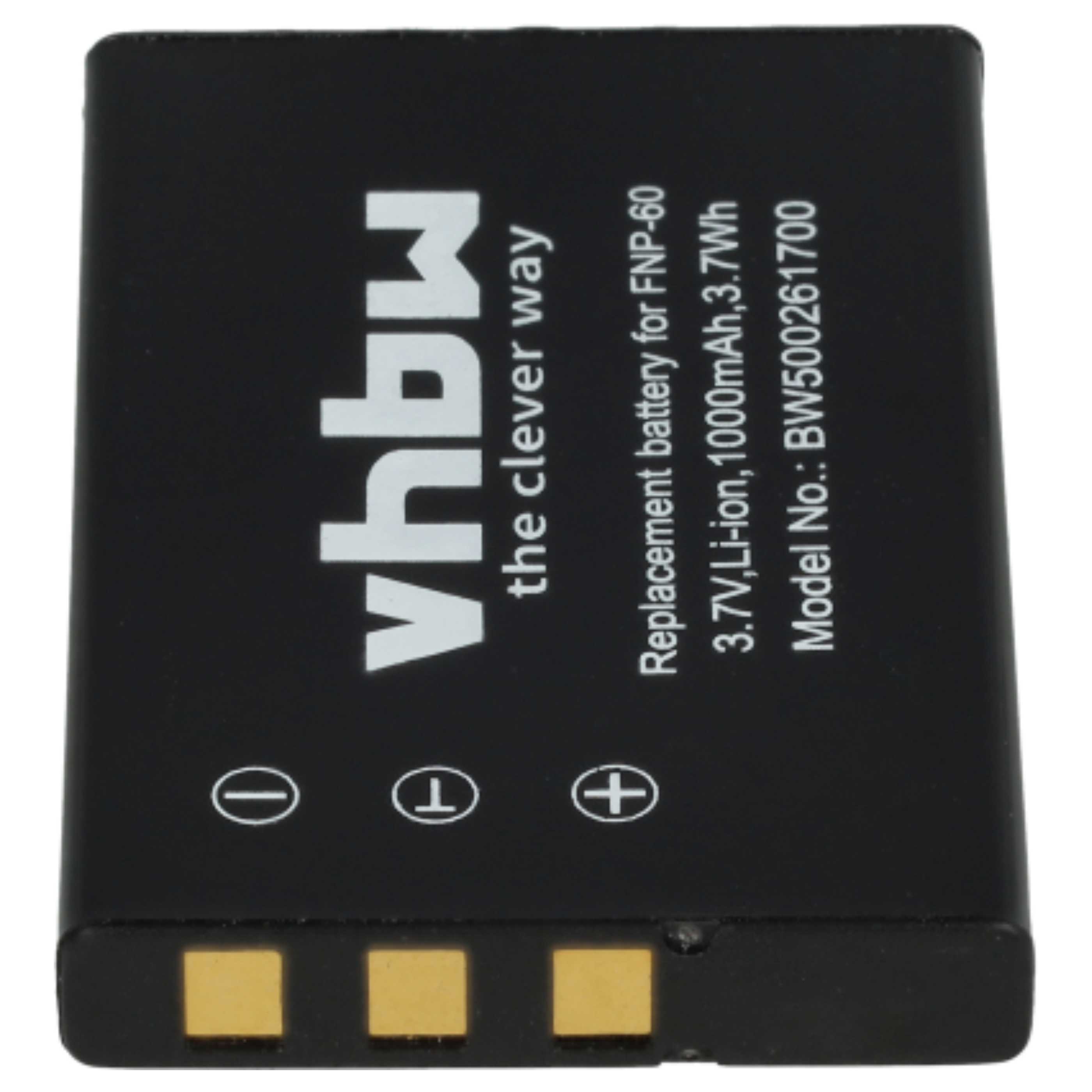 3x Battery replaces Aiptek ZPT-NP60 - 1000mAh, 3.6V, Li-Ion