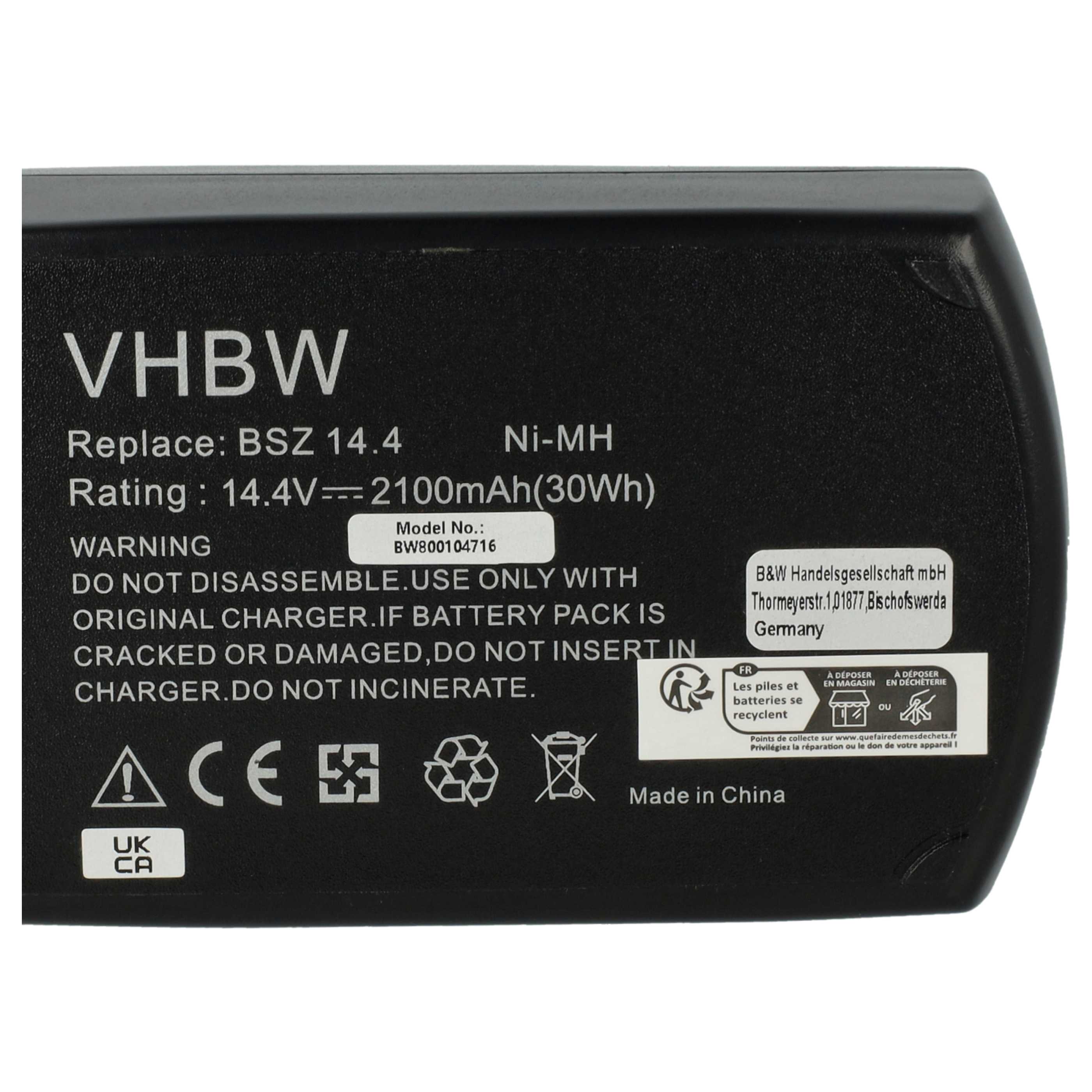 Akku (2x Stück) 14,4V als Ersatz für Metabo 6.25475, 6.25476, 6.25482, 6.25481, 6.25482.00 - 2,1Ah, NiMH