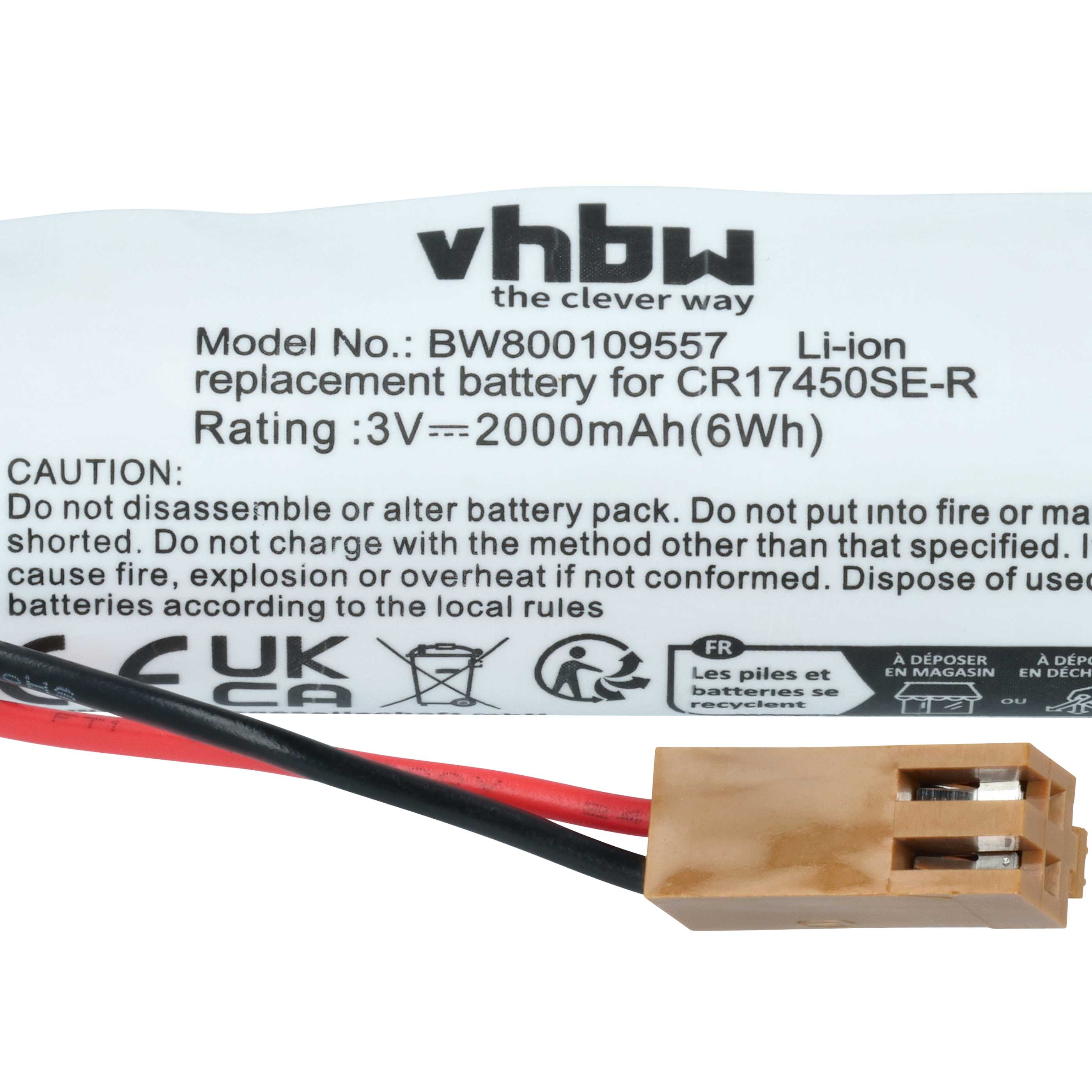 Industrial Controller Battery replaces A02B0200K102, A02B-0200-K102, CR17450ER-CX - 2000mAh 3V Li-Ion