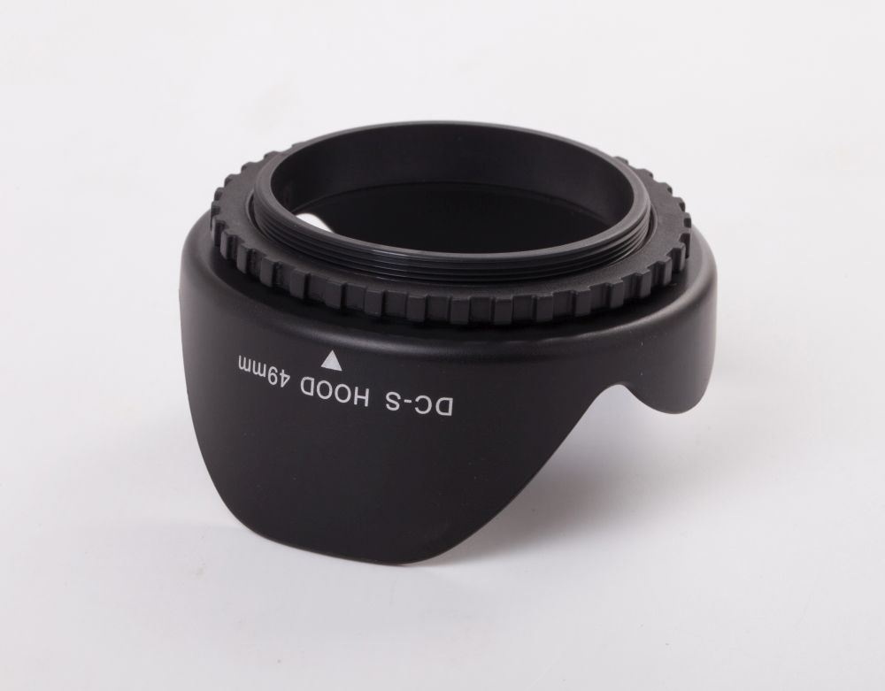 Lens Hood suitable for 49mm Lens - Lens Shade Black, tulip-shaped