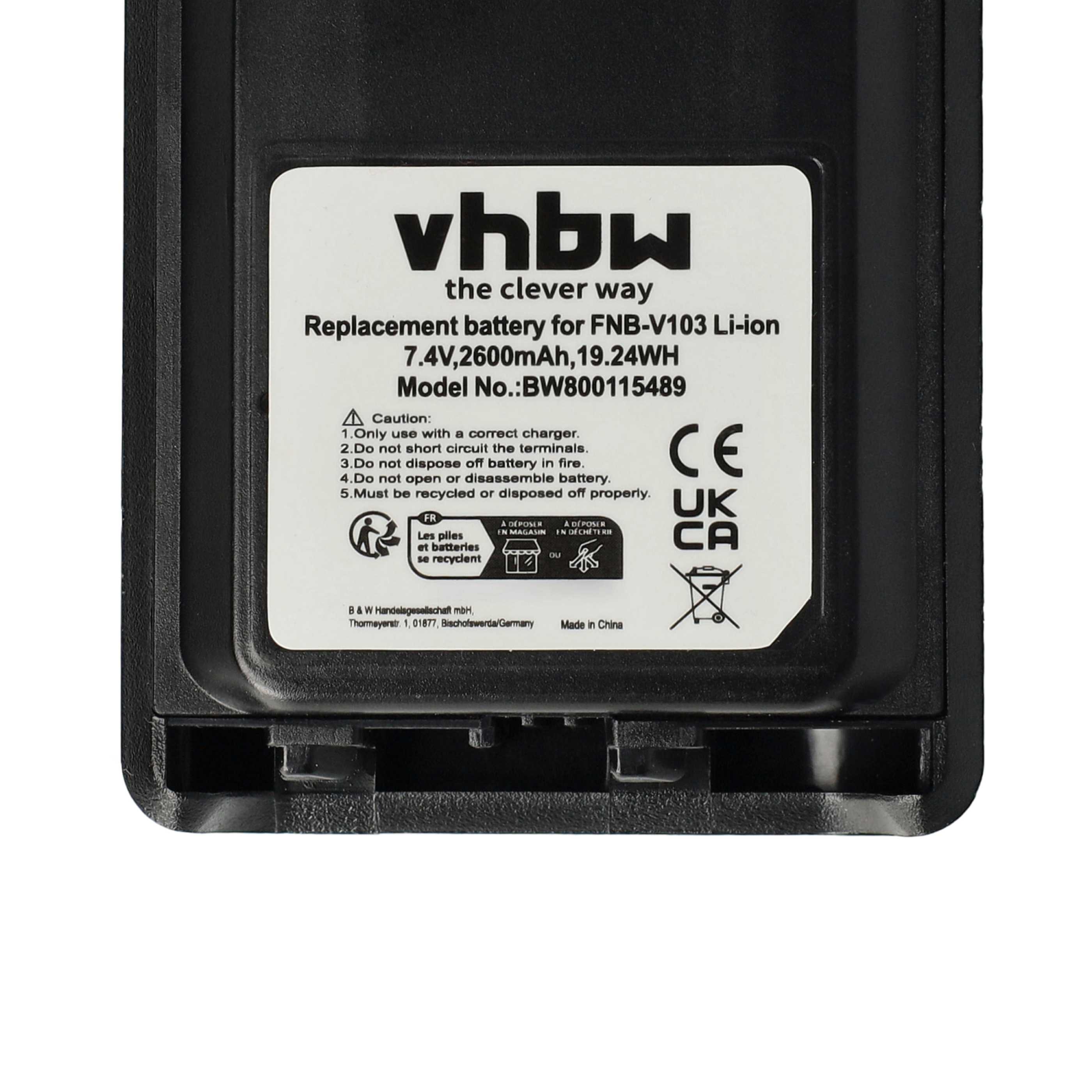 Radio Battery Replacement for Yaesu / Vertex FNB-V132Li, FNB-V131Li - 2600mAh 7.4V Li-Ion