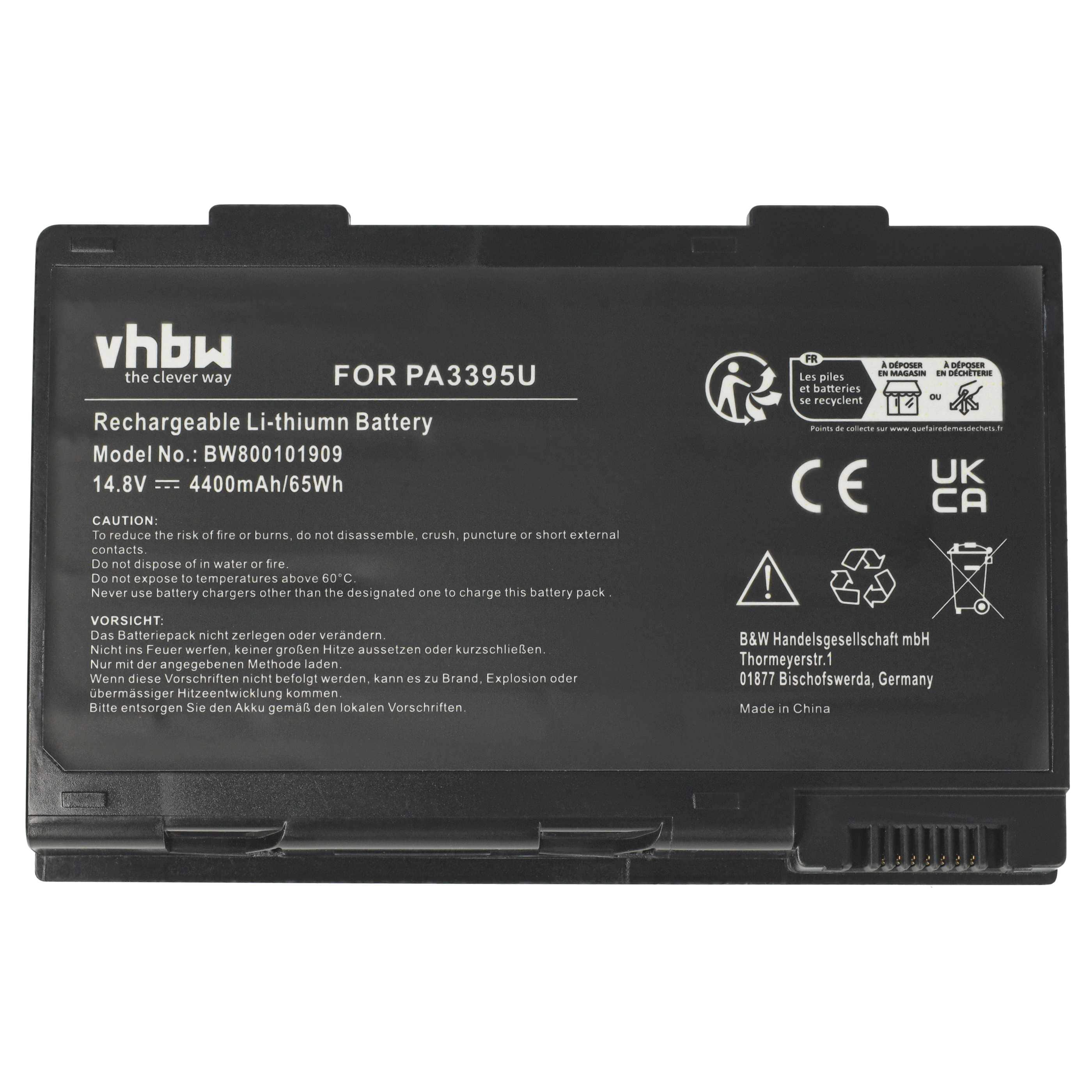 Akumulator do laptopa zamiennik Toshiba PA3395U-1BRS, PA3421U-1BRS - 4400 mAh 14,8 V Li-Ion, czarny