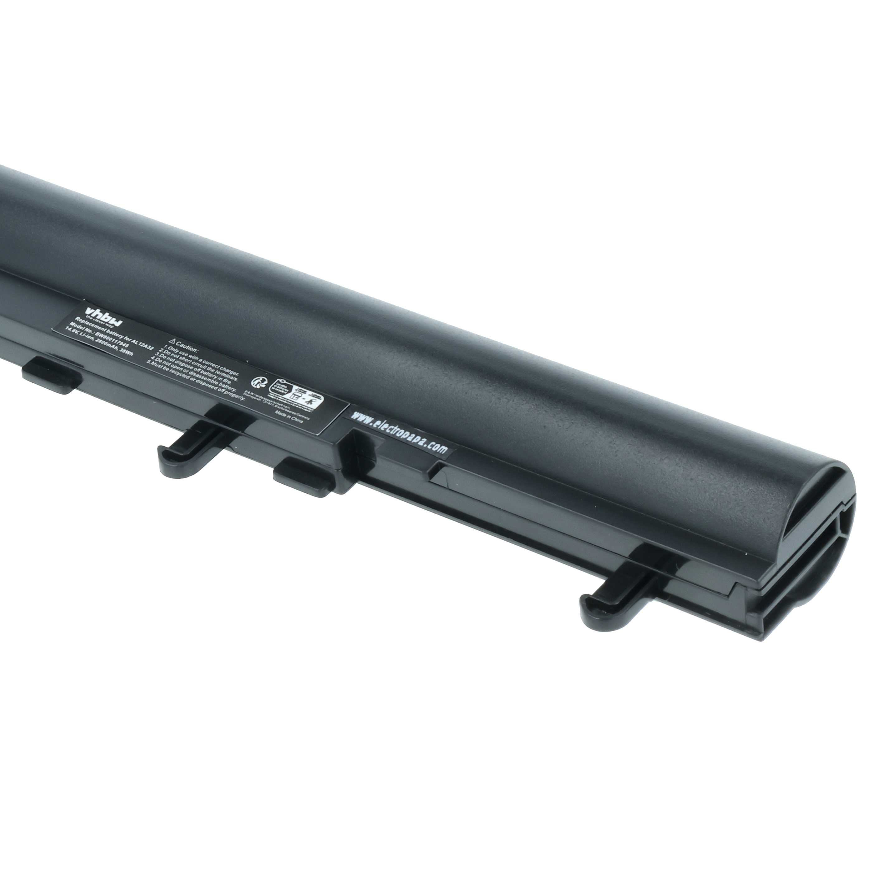 Batteria sostituisce Acer AL12A32, AL12A42, 4ICR17/65, AK.004BT.097 per notebook - 2600mAh 14,8V Li-Ion nero