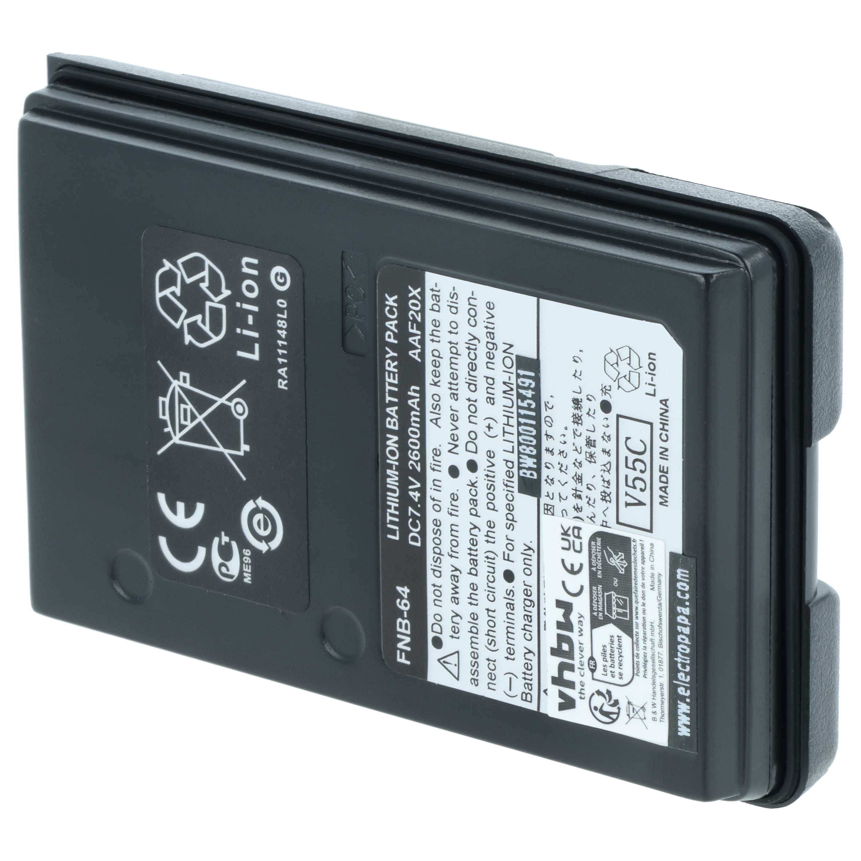 Akku (2 Stück) als Ersatz für Yaesu Vertex AAJ66X001 für Yaesu Vertex für Funkgerät - 2600mAh 7,4V Li-Ion