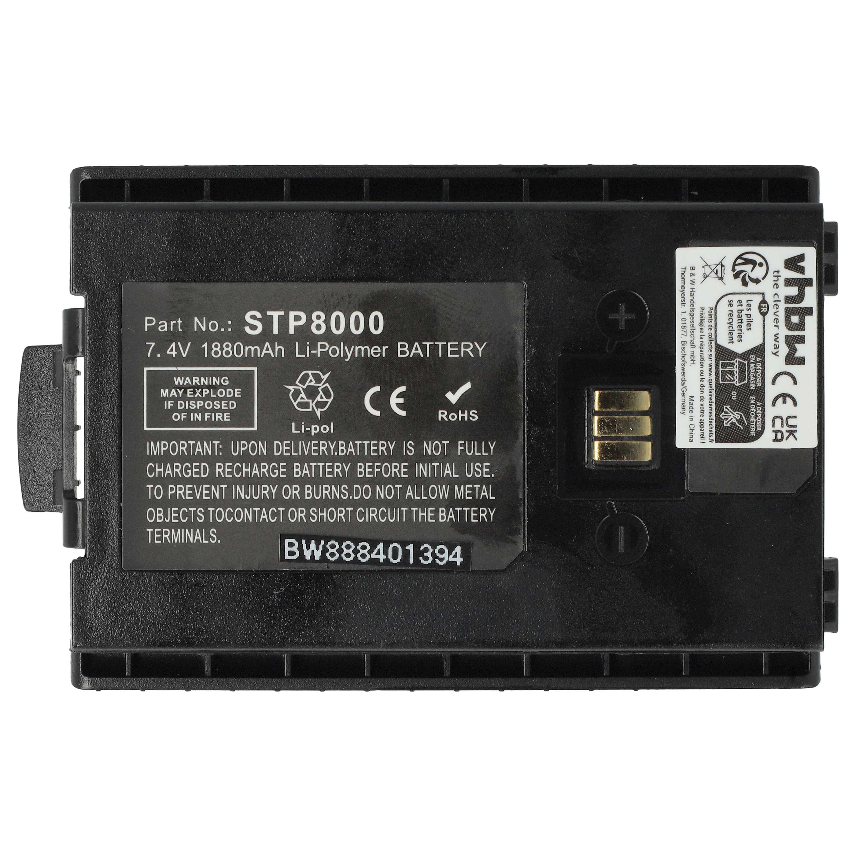 Radio 5x Battery replaces Sepura 300-01174, 300-00635, 300-00631, 300-00634 - 1880 mAh 7.4 V Li-polymer