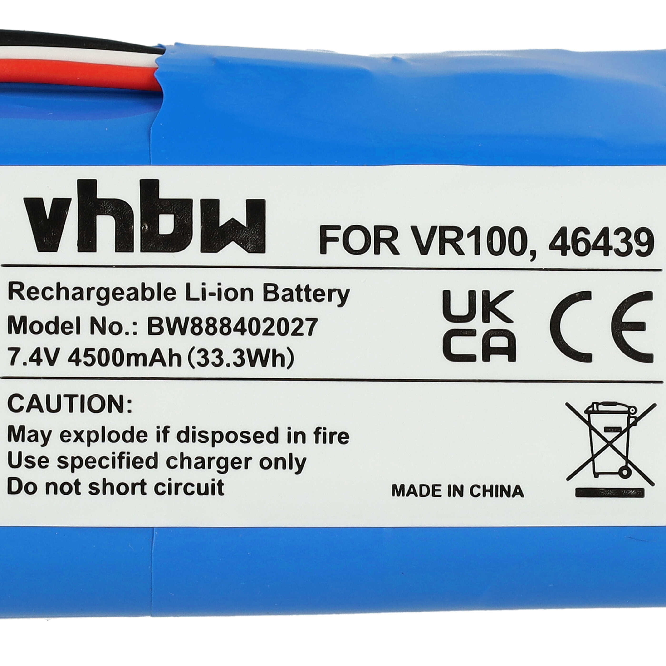 Batterie remplace Vorwerk PN46439, SCM61932, 46439 pour robot aspirateur - 4500mAh 7,4V Li-ion