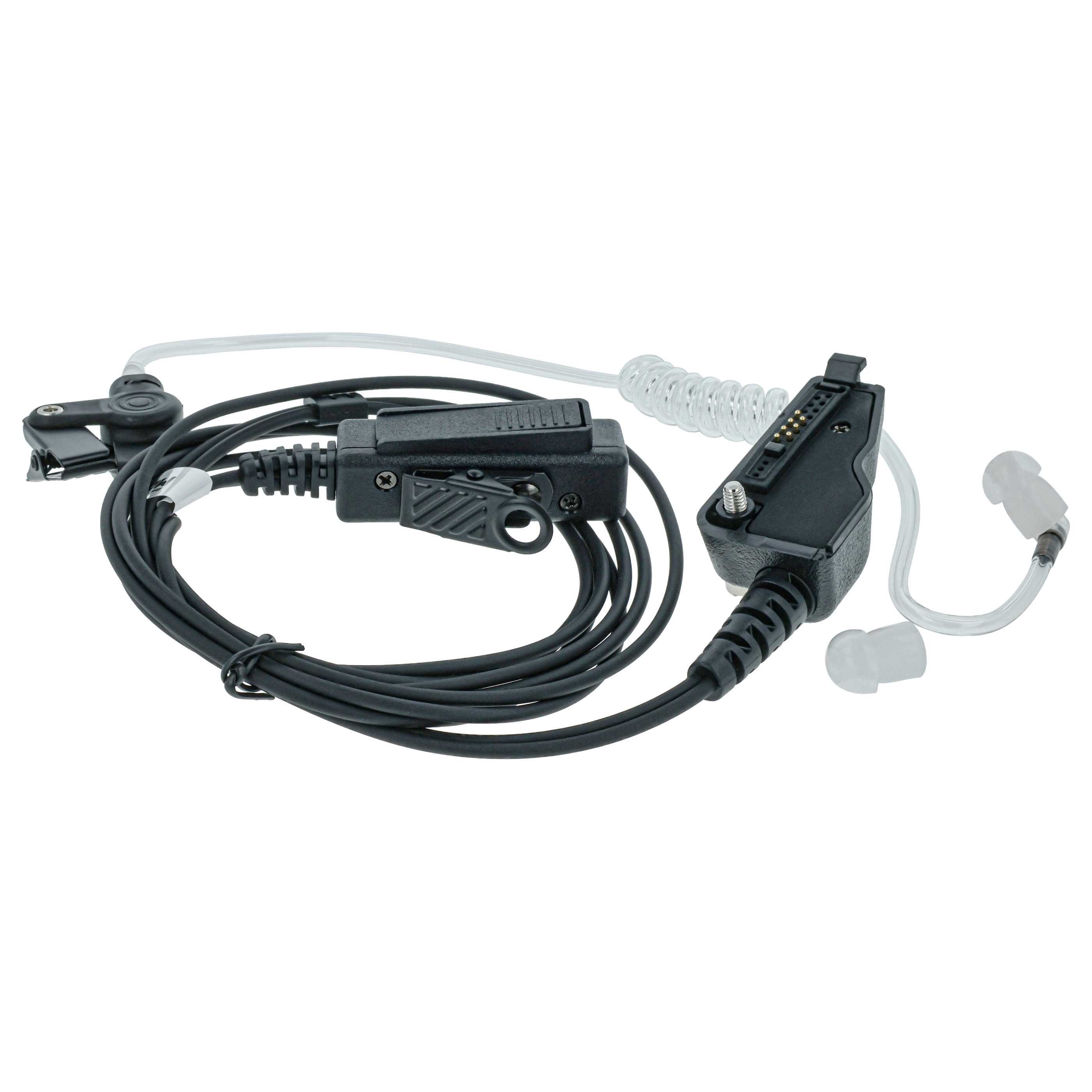 Security Radio Headset suitable for Kenwood TK-2140E - with PTT Microphone + Clip Mount + Phono Cable