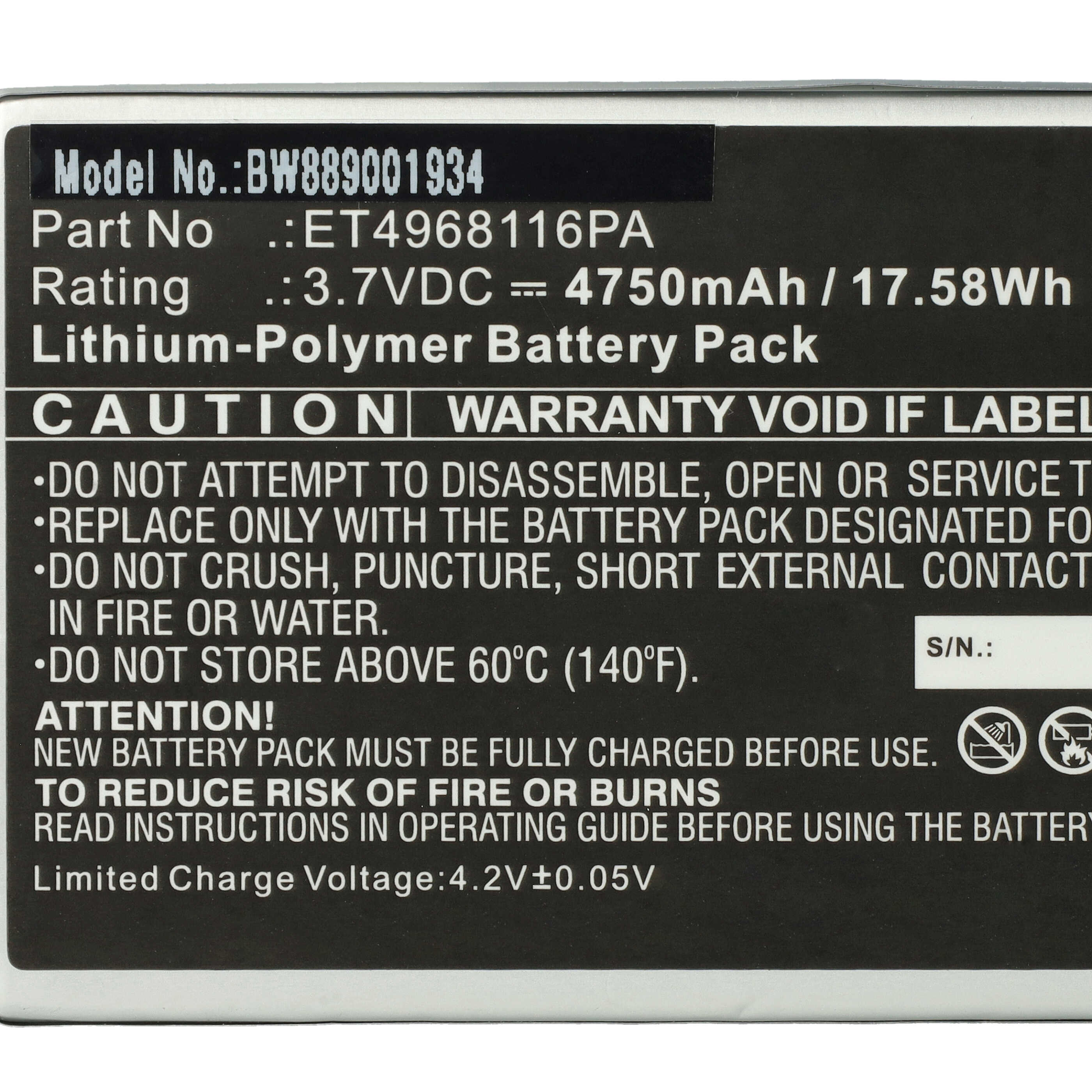 Electric Golf Caddy Battery replaces Voice Caddie ET4968116PA - 4750mAh, 3.7V