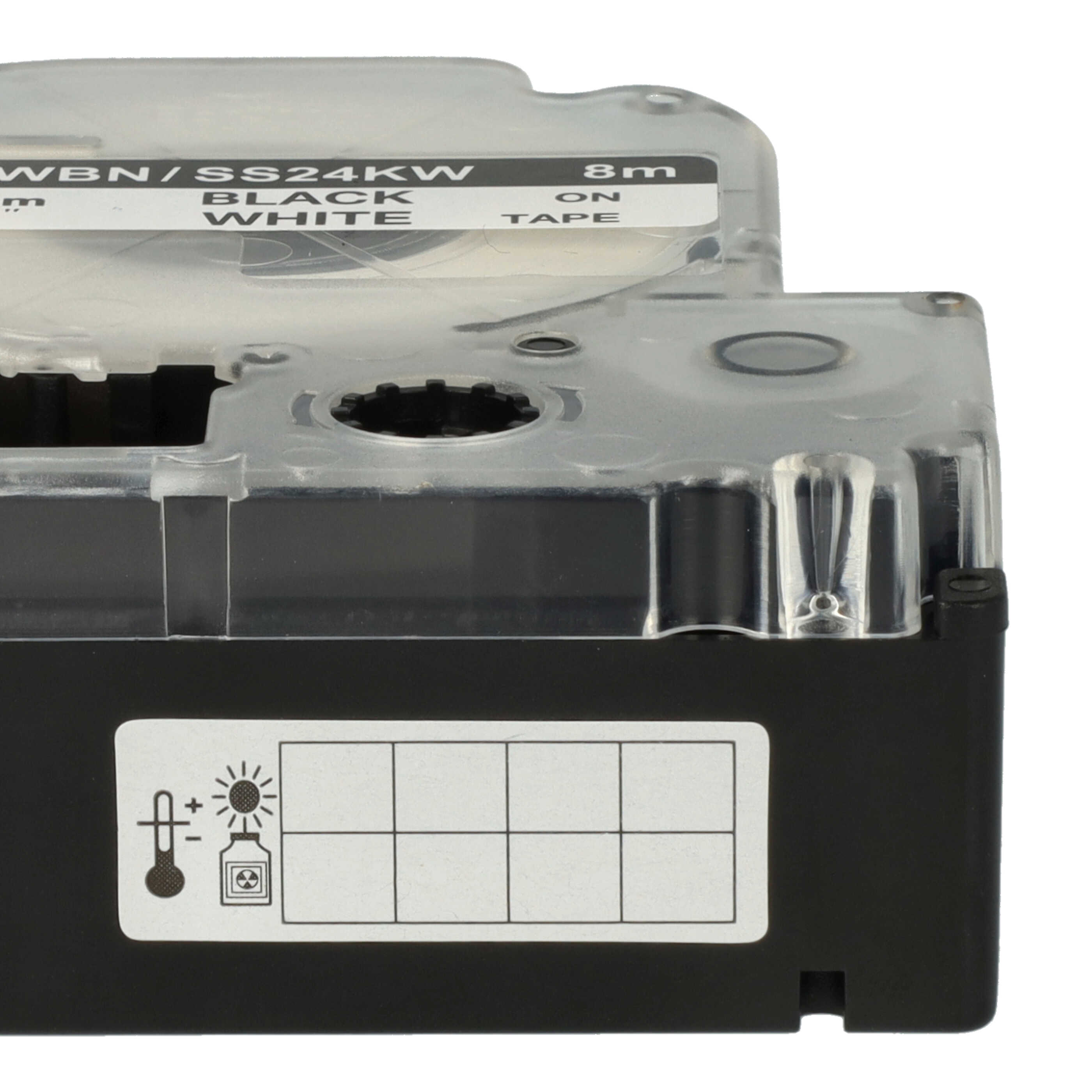 Cassette à ruban remplace Epson LC-6WBN - 24mm lettrage Noir ruban Blanc