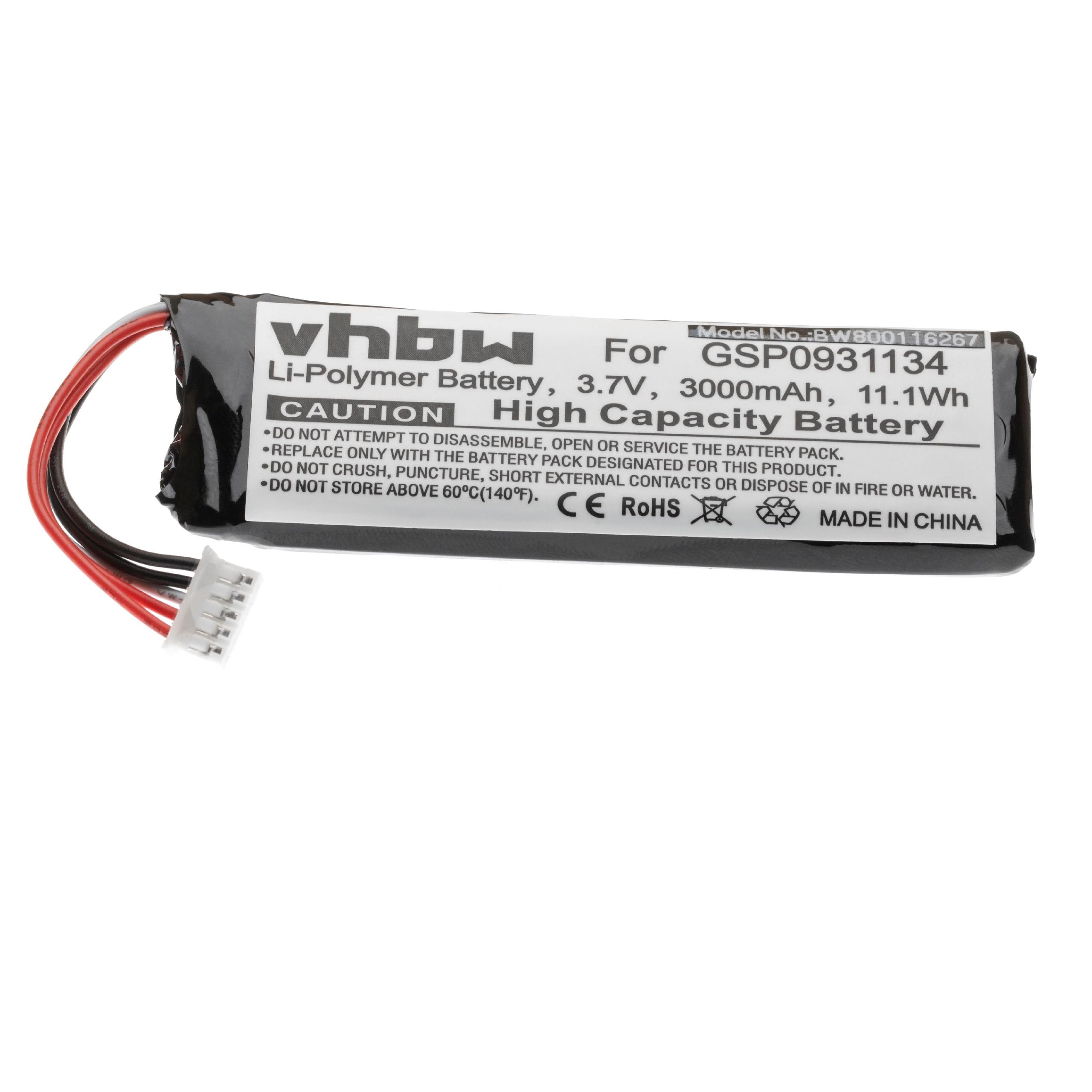 Batterie remplace JBL GSP872693 02, GSP872693, GSP0931134 pour enceinte JBL - 3000mAh 3,7V Li-polymère