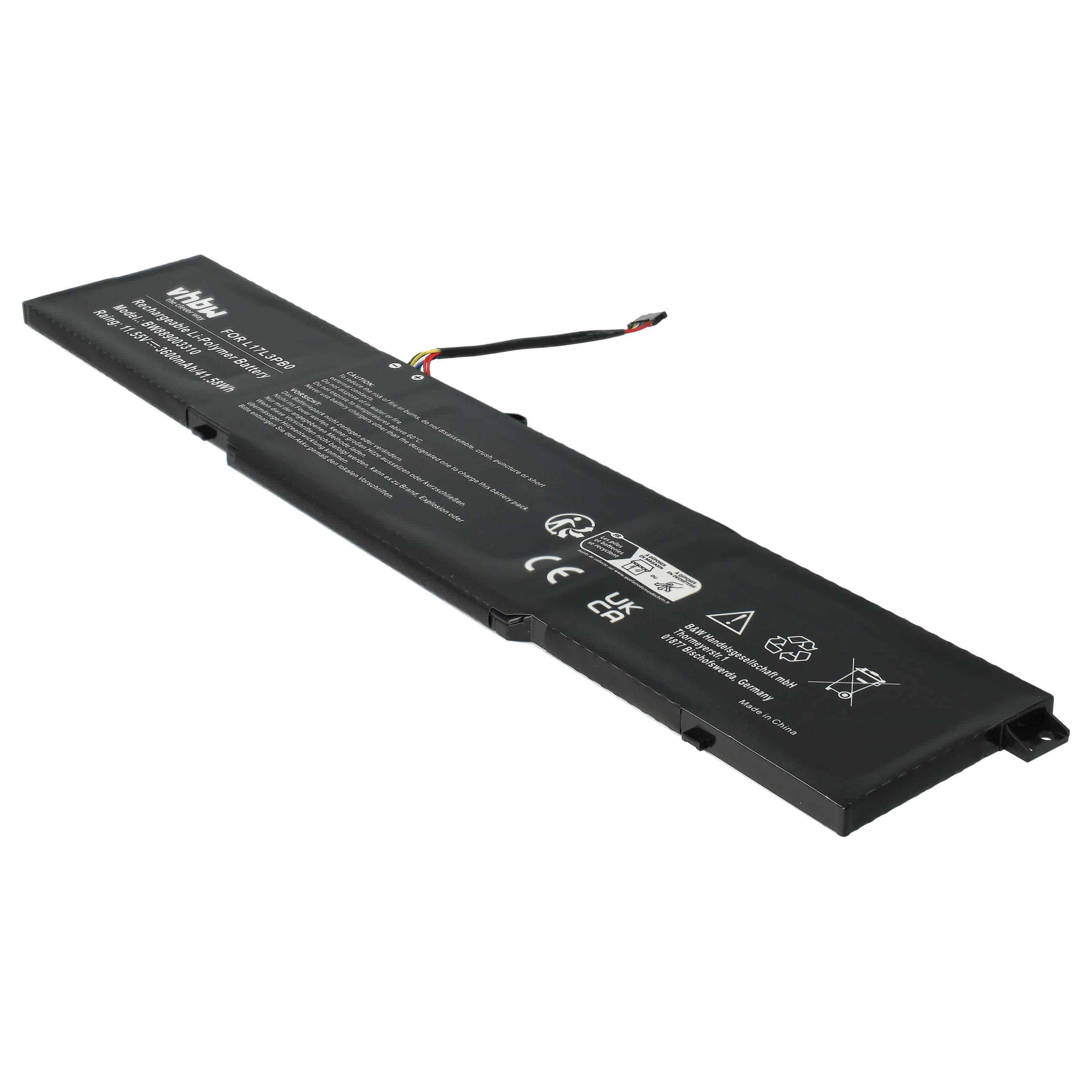 Batterie remplace Lenovo 5B10Q13162, 5B10Q13163 pour ordinateur portable - 3600mAh 11,55V Li-polymère