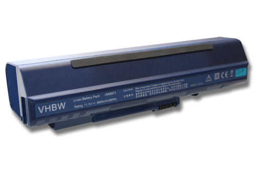 Notebook Battery Replacement for Acer UM08A51, UM08A52, UM08A72, UM08B74 - 8800mAh 11.1V Li-Ion, dark blue