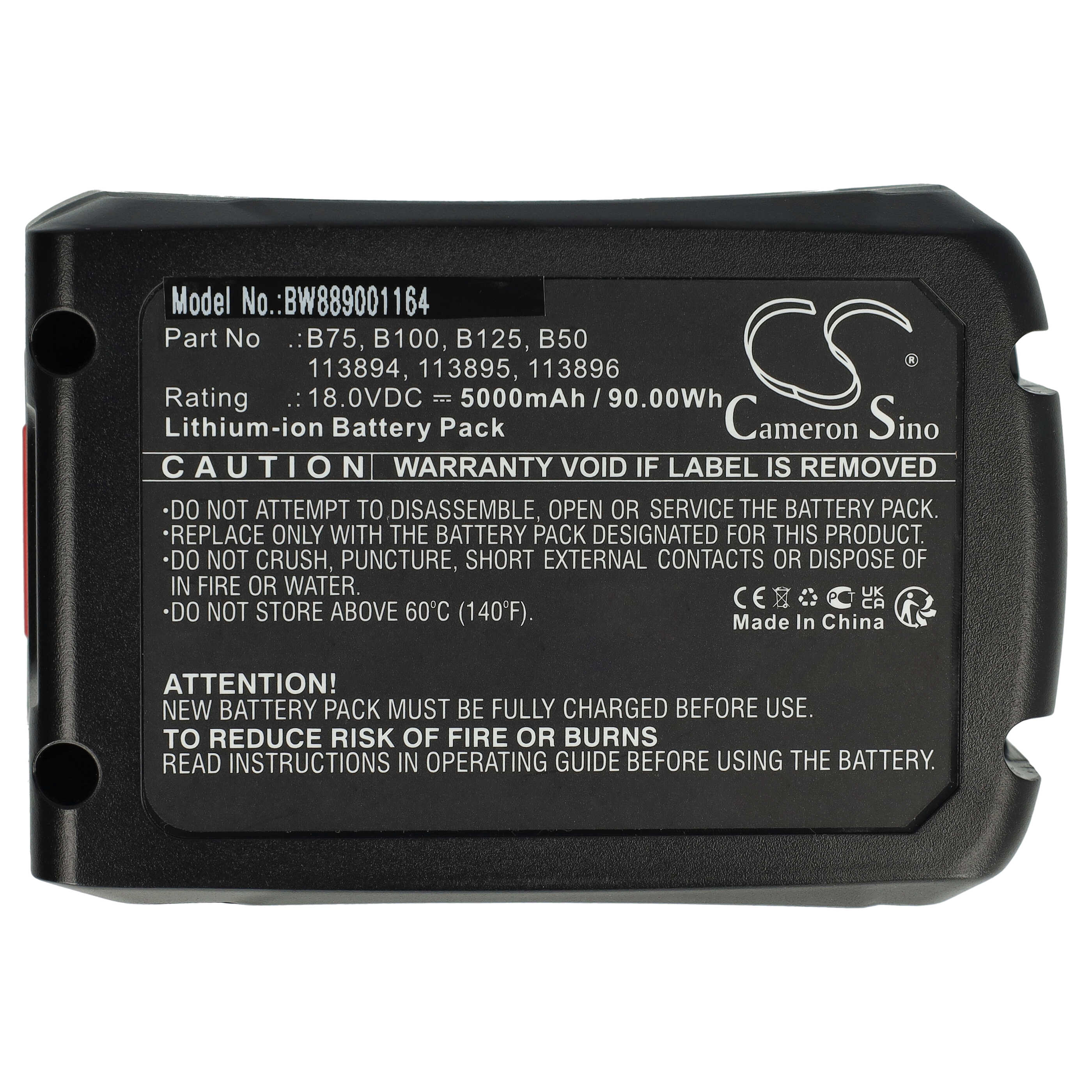Battery replaces Al-Ko B125, 113896, B100, 113894, 113895, B50, B75 - 5000 mAh 18 V Li-polymer