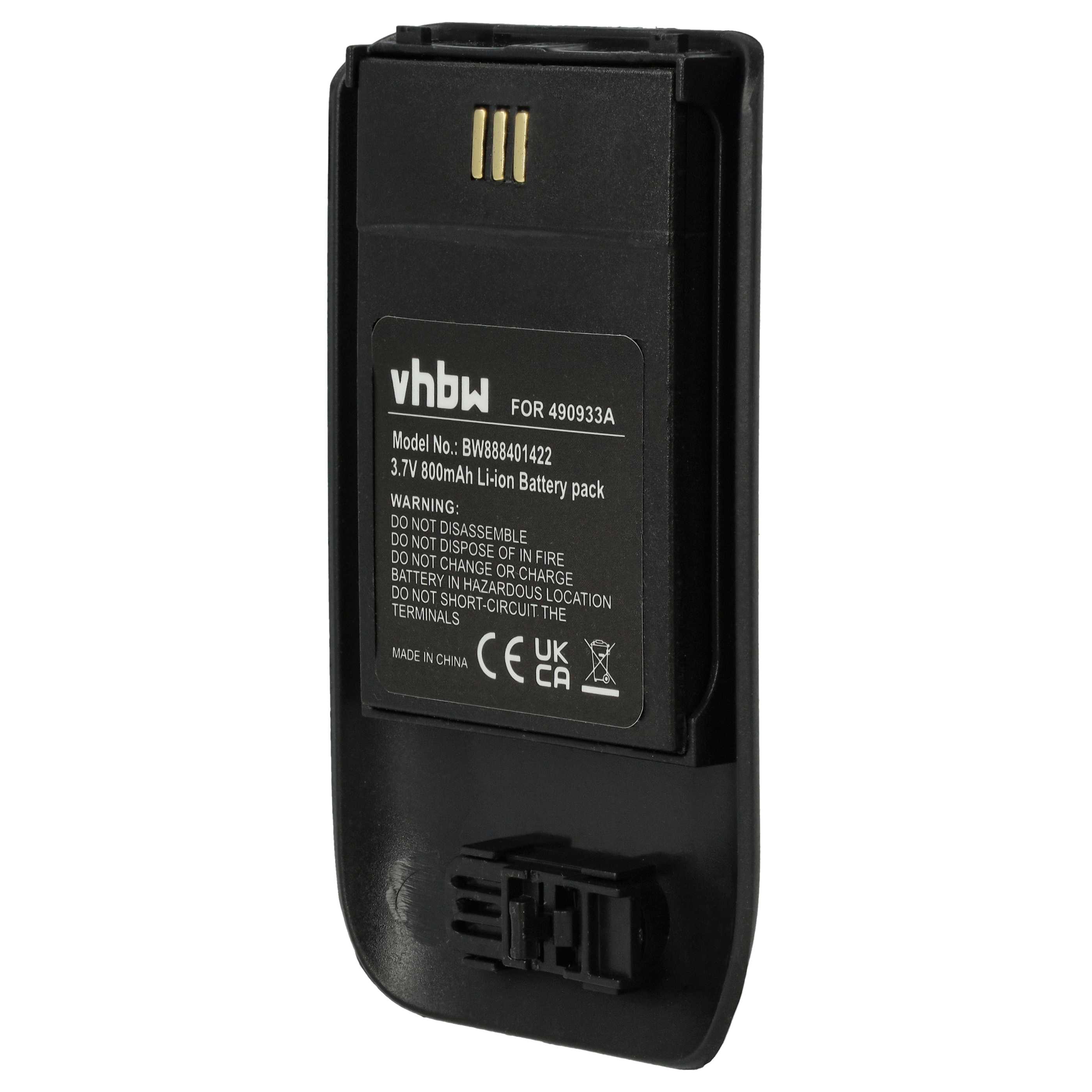 Batterie remplace Ascom 490933A, 660497 pour téléphone Innovaphone - 800mAh 3,7V Li-ion
