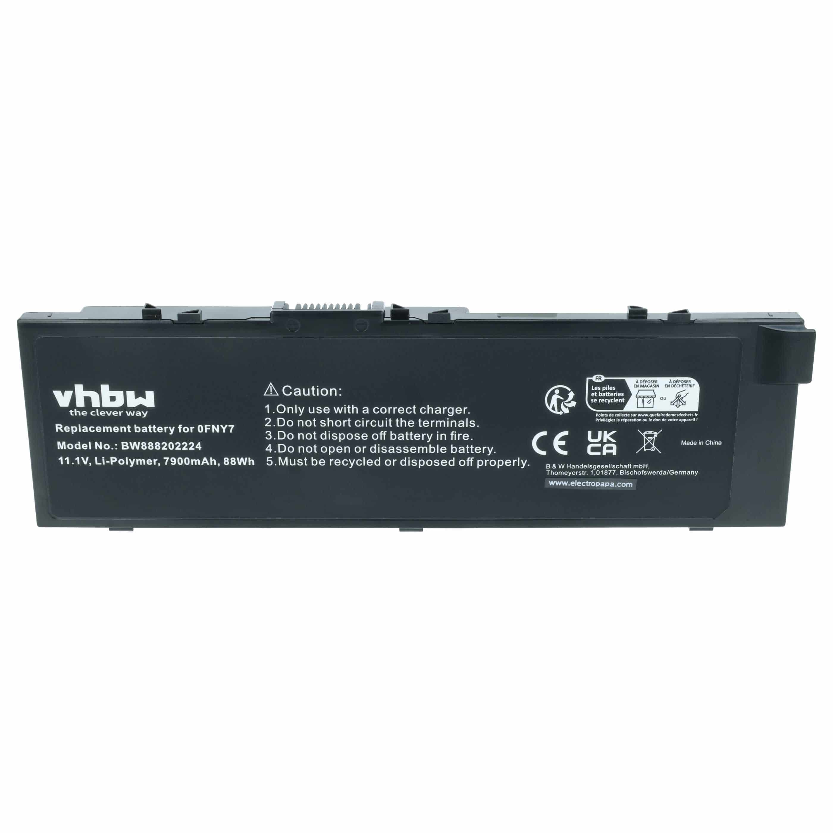 Akumulator do laptopa zamiennik Dell 0FNY7, 1G9VM, 451-BBSB, 451-BBSE - 7900 mAh 11,1 V Li-Ion, czarny