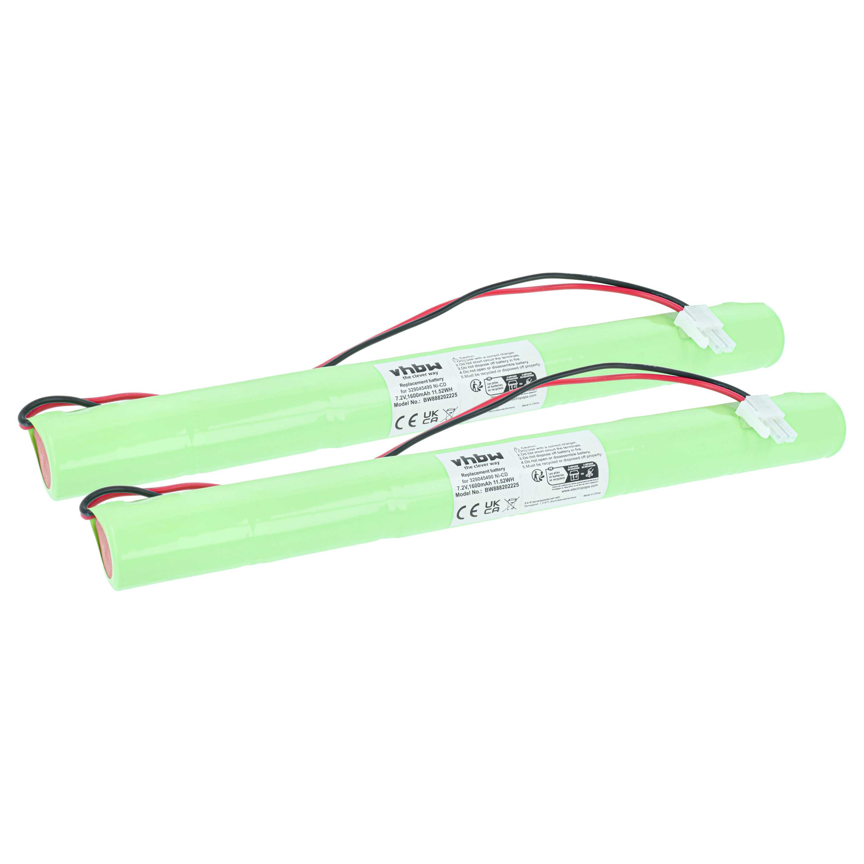 2x Akumulator do oświetlenia awaryjnego zamiennik BAES 329045490 - 1600 mAh 7,2 V NiCd