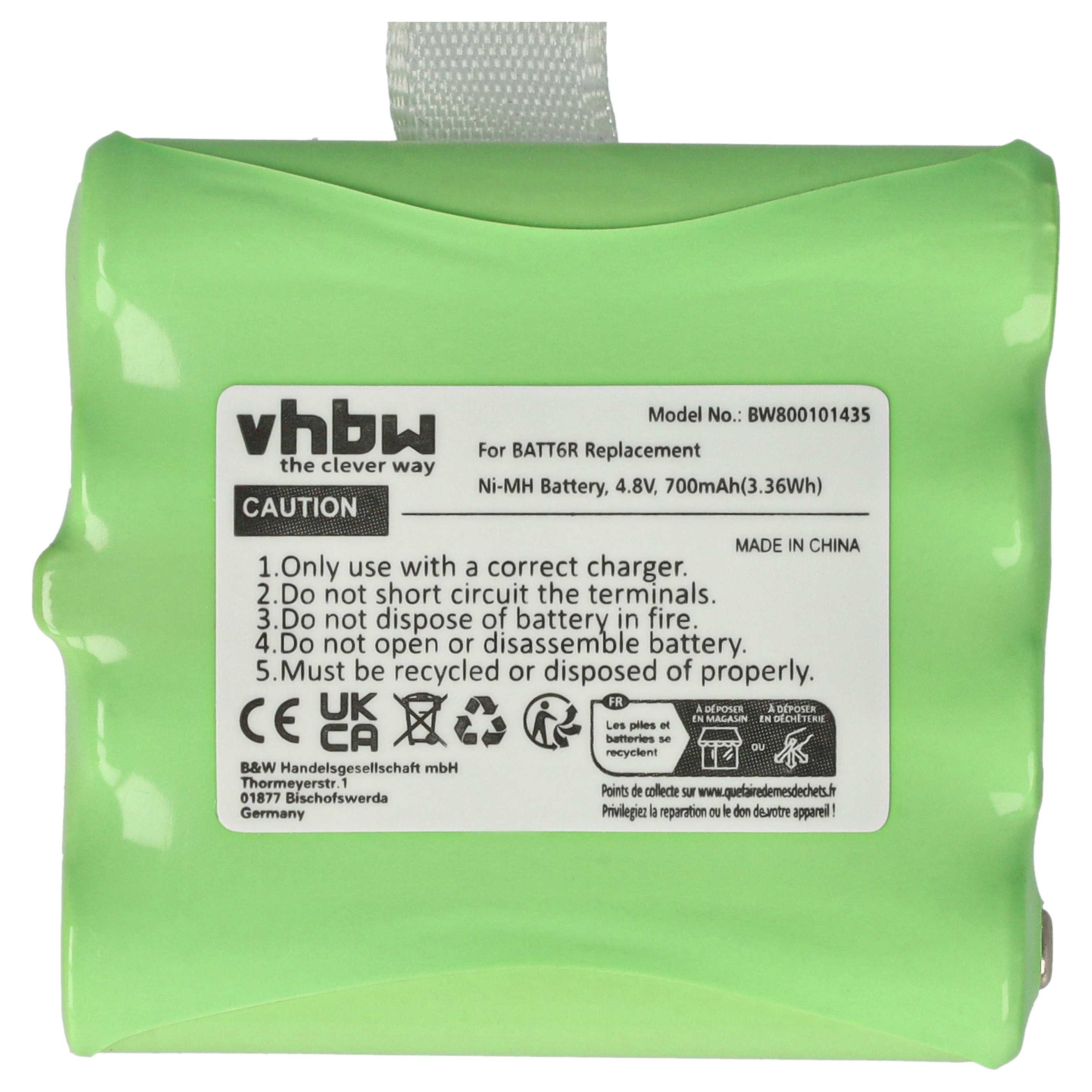 Radio Battery replaces Midland BATT6R, BATT-6R - 700 mAh 4.8 V NiMH