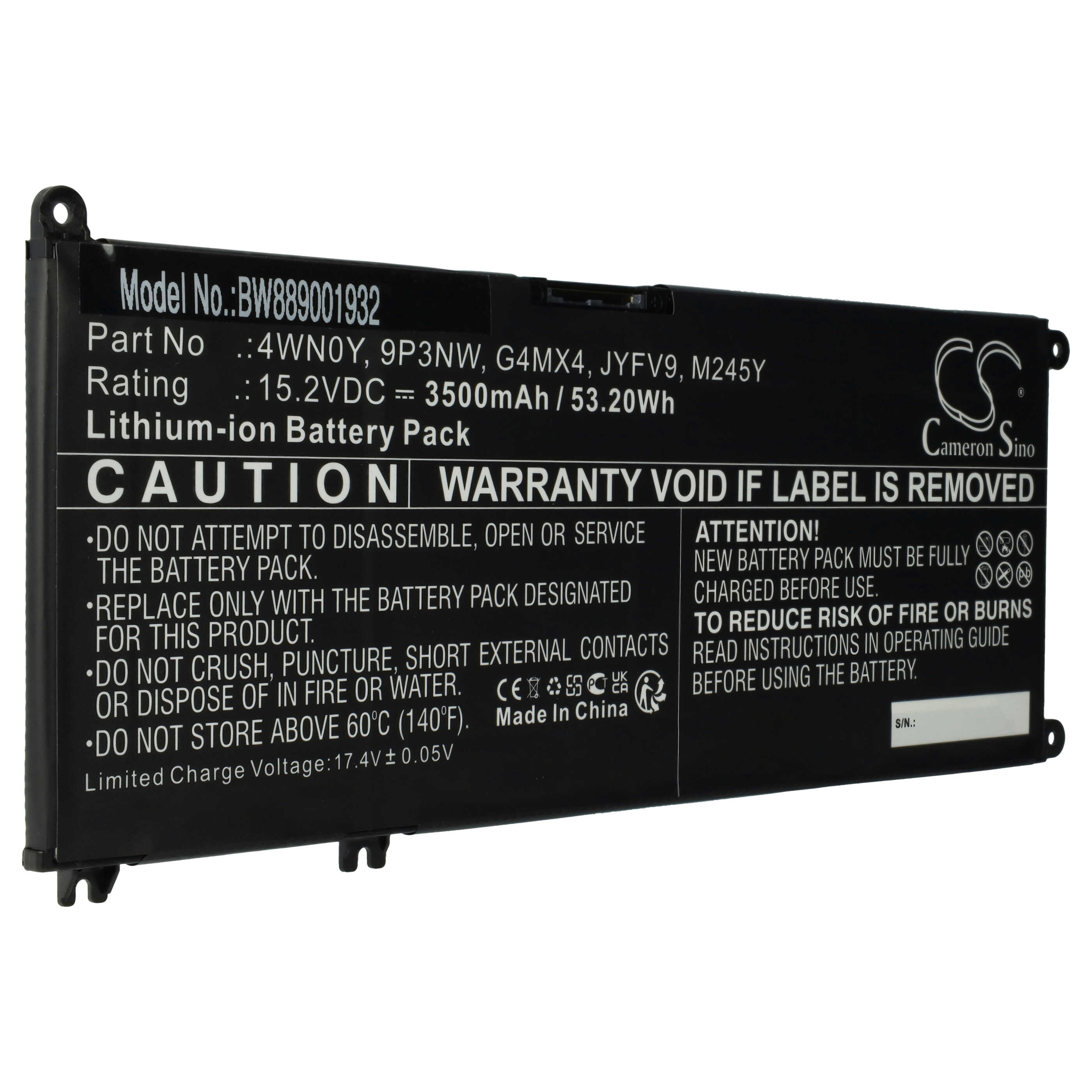 Akumulator do laptopa zamiennik Dell JYFV9, M245Y, G4MX4, 4WN0Y, 9P3NW - 3500 mAh 15,2 V Li-Ion, czarny