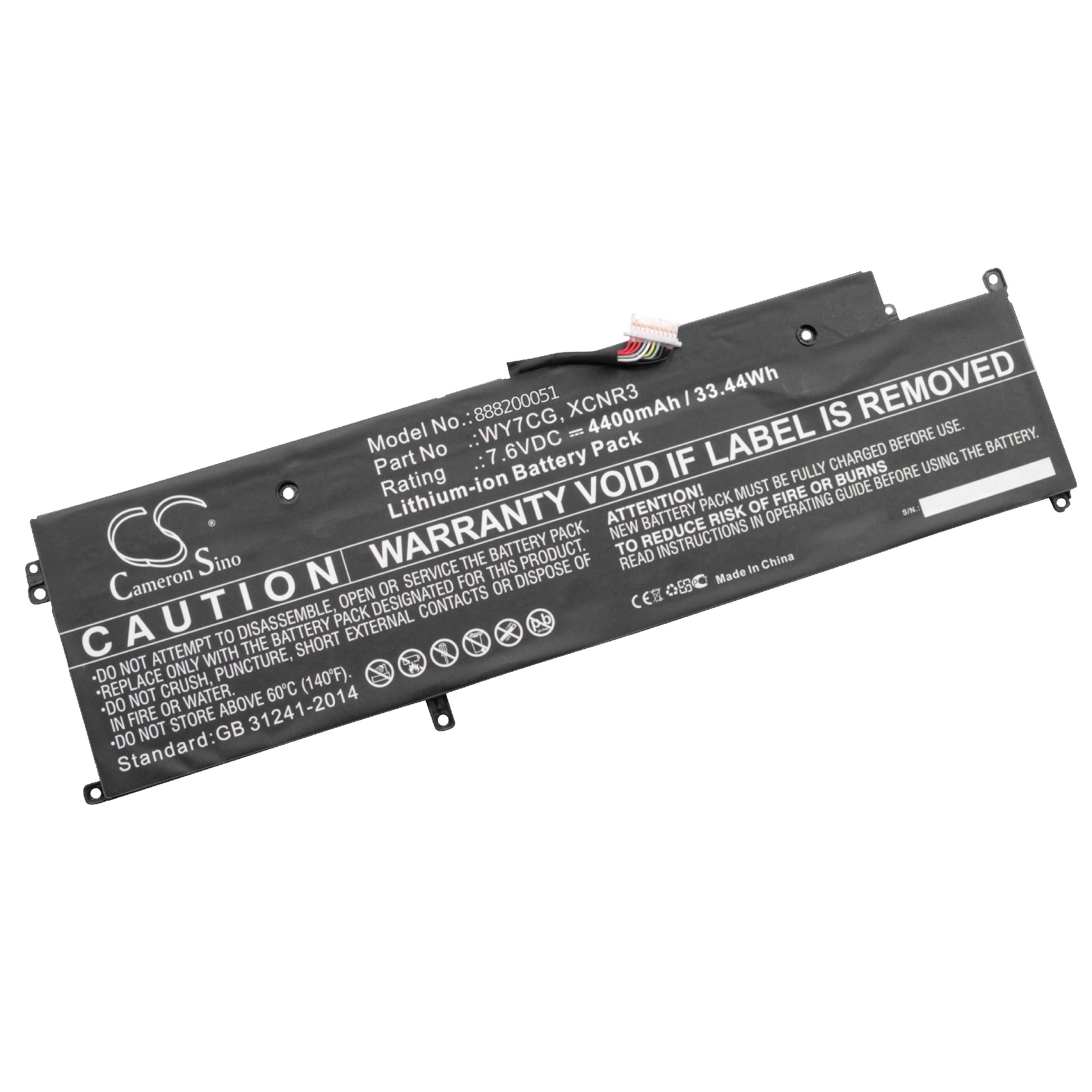 Notebook Battery Replacement for Dell XCNR3, WY7CG - 4400mAh 7.6V Li-Ion