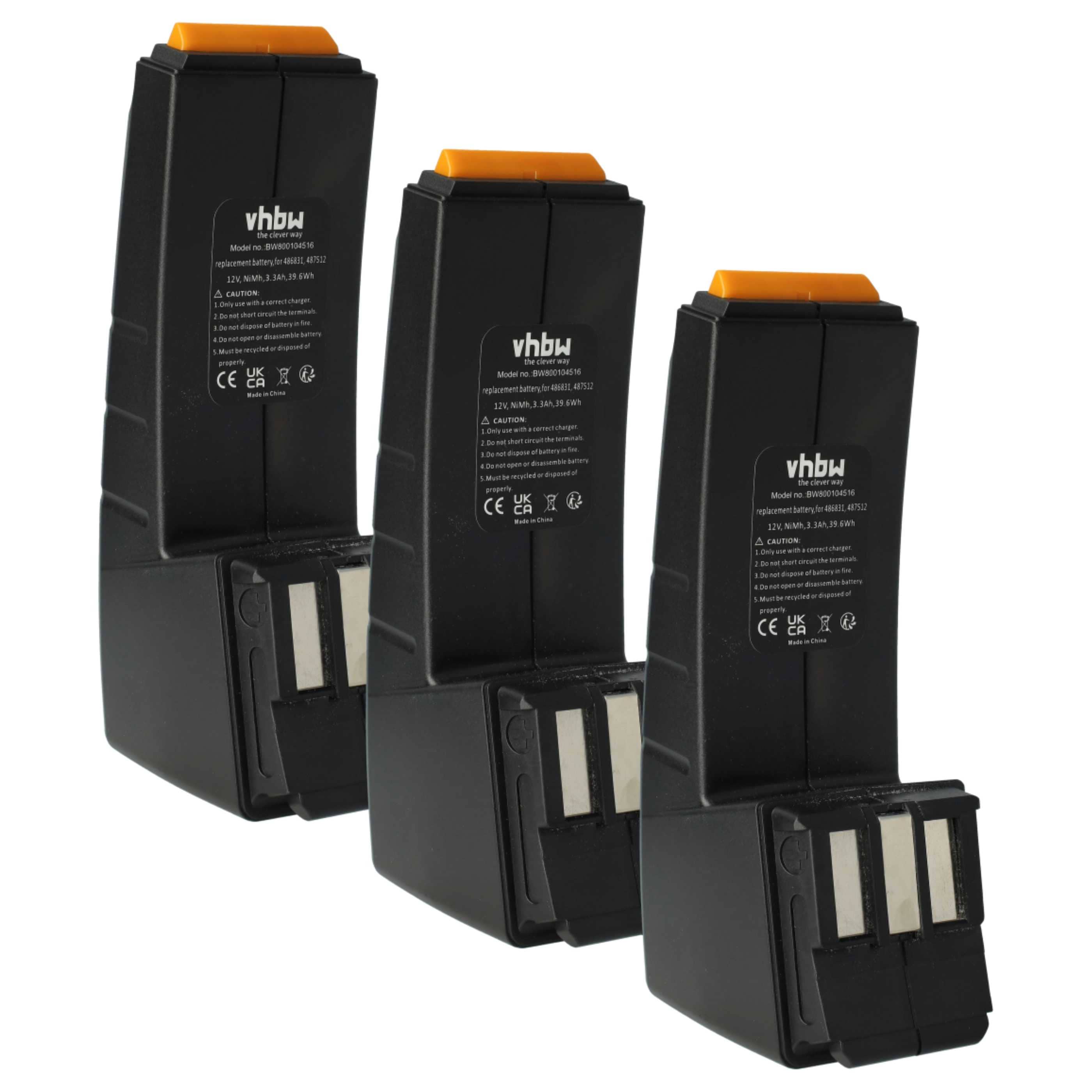 3x Battery replaces Festo Festool 487512, 486831, 488438, 487701 Electric Power Tool - 3300 mAh, 12 V, NiMH