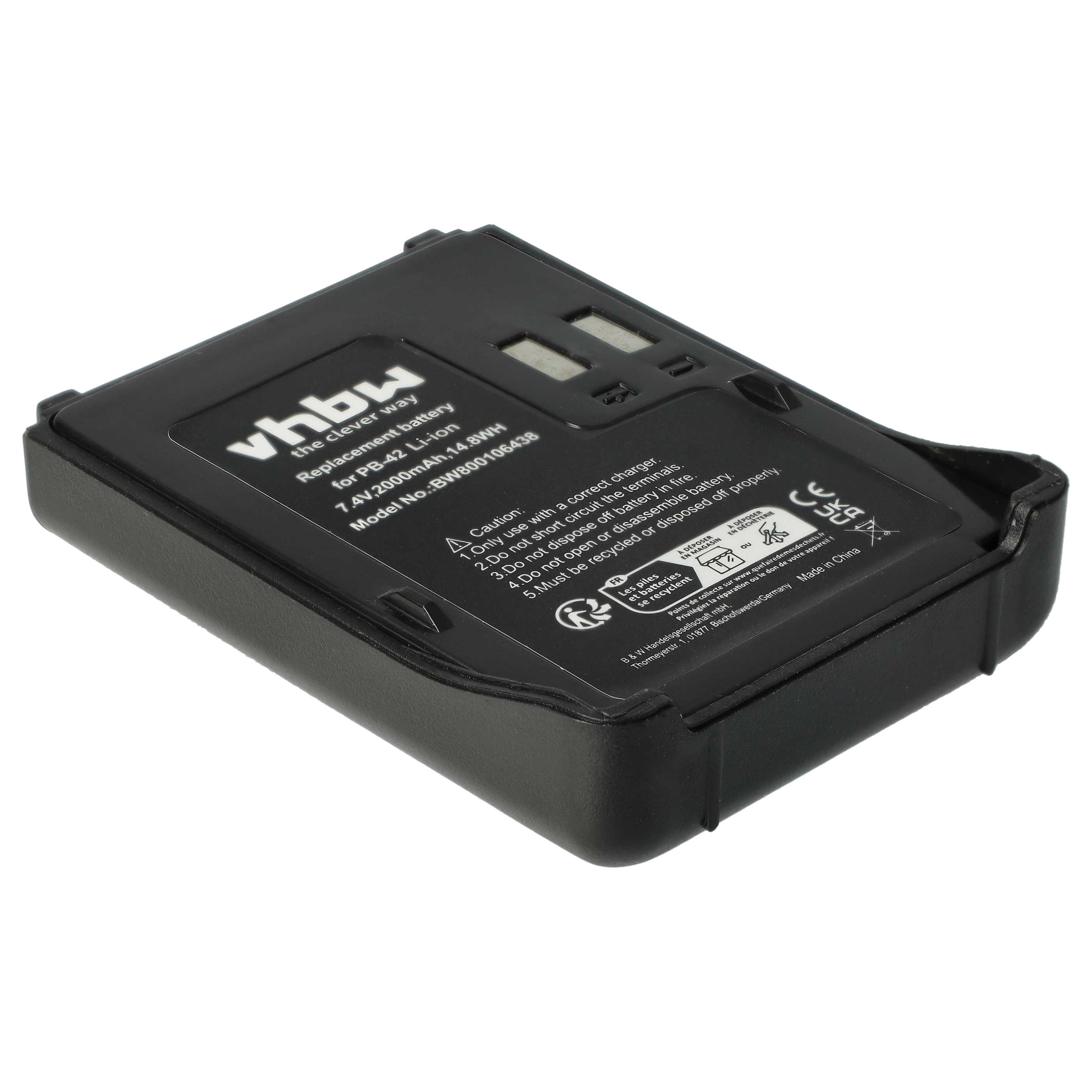 2x Batteria sostituisce Kenwood PB-42Li, PB-42L, PB-42 per dispositivo radio - 2000mAh 7,4V Li-Ion