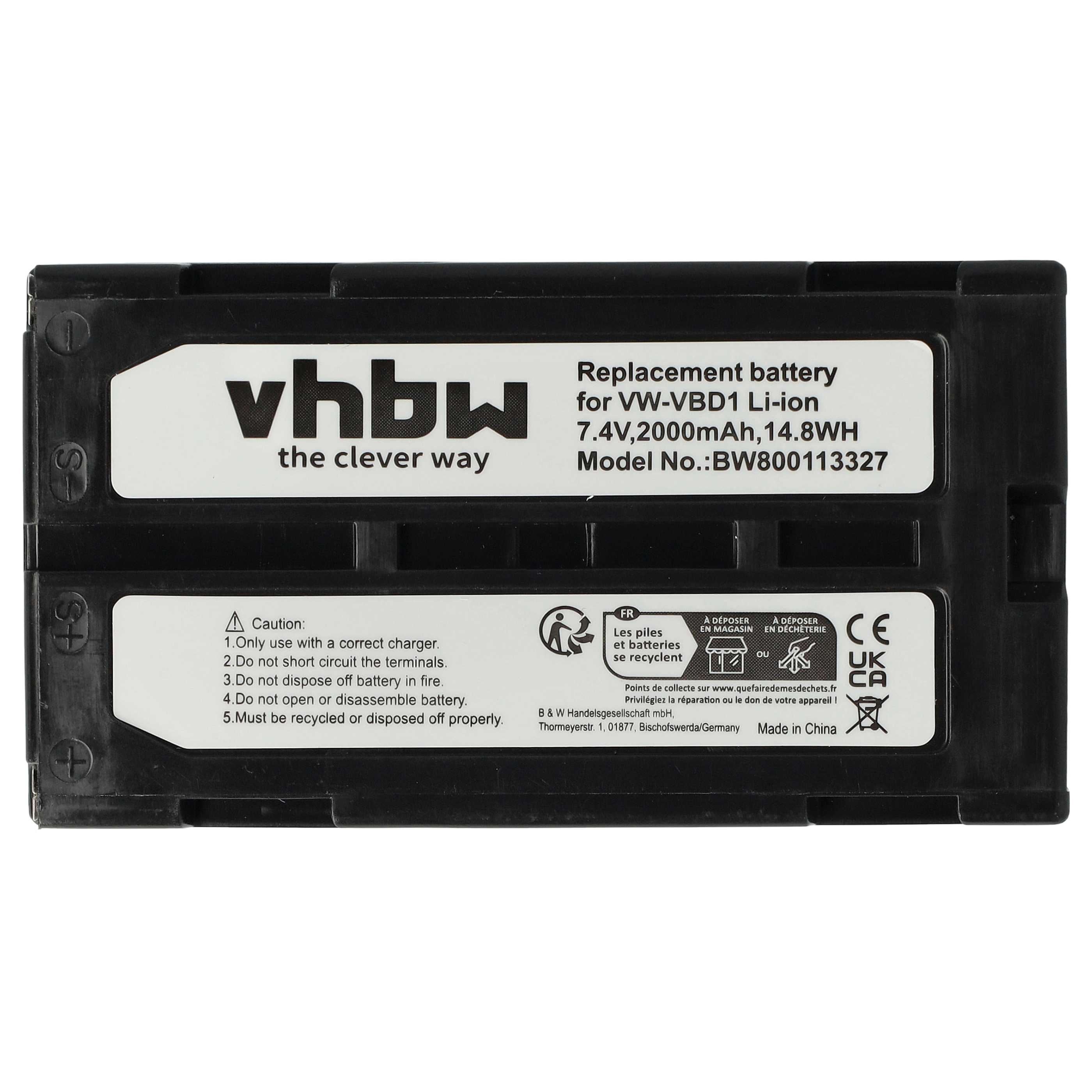 Batterie remplace Hitachi VM-BPL13, M-BPL30, VM-BPL13J, VM-BPL13A pour caméscope Hitachi- 2000mAh 7,4V Li-ion