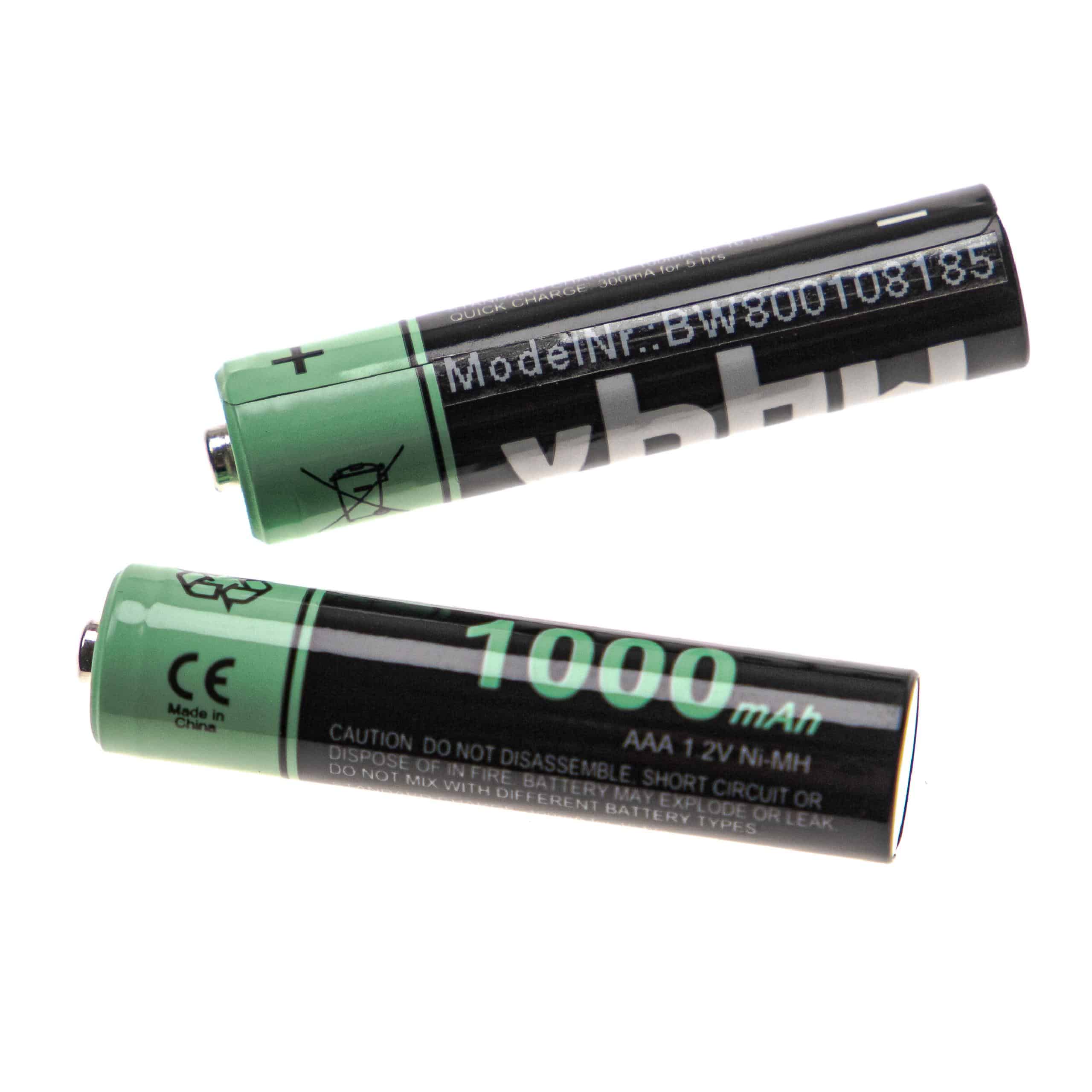 2x Batería para diversos dispositivos Philips, etc. - 1000 mAh 1,2 V NiMH