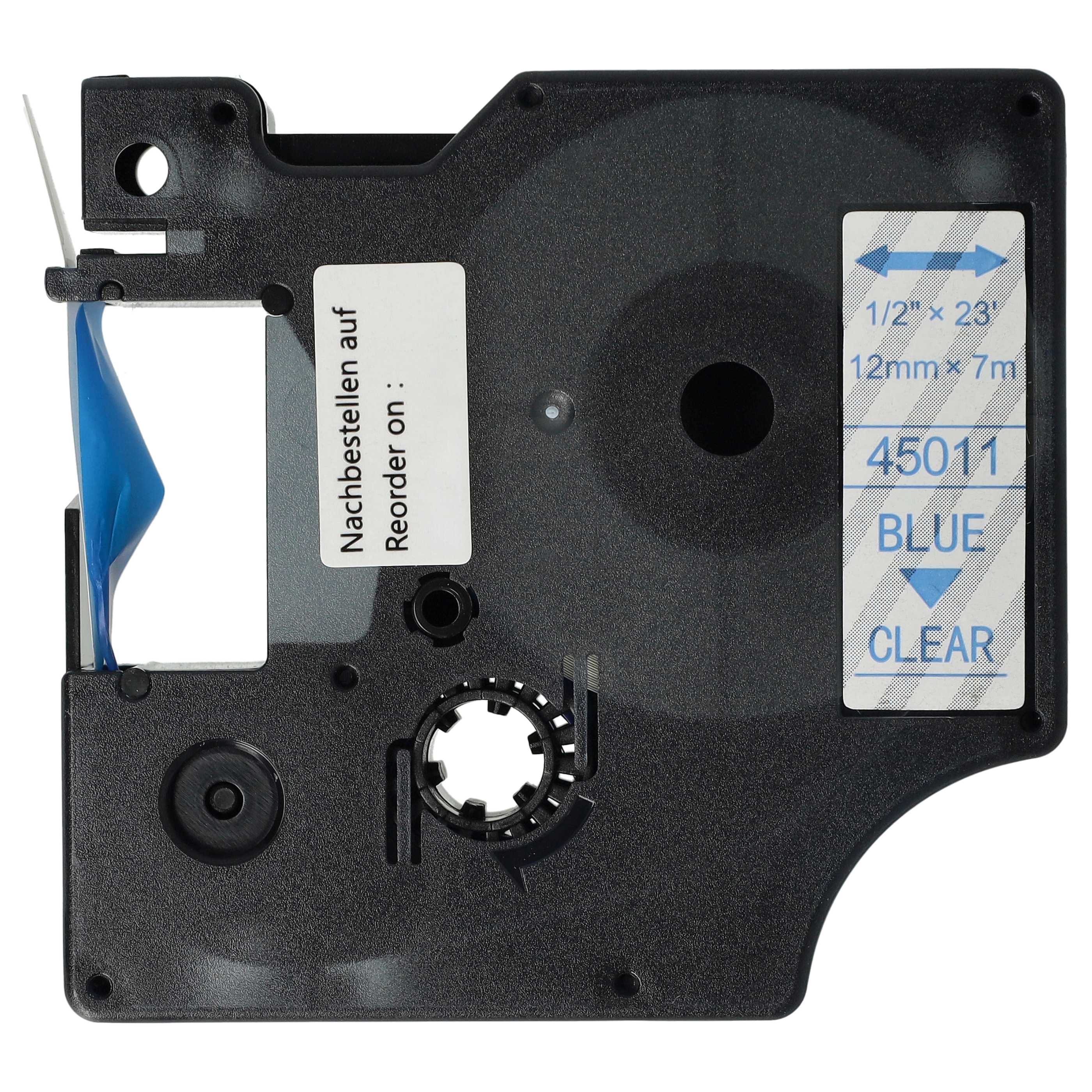 Label Tape replaces Dymo D1, 45011 - 12 mm Blue to Transparent