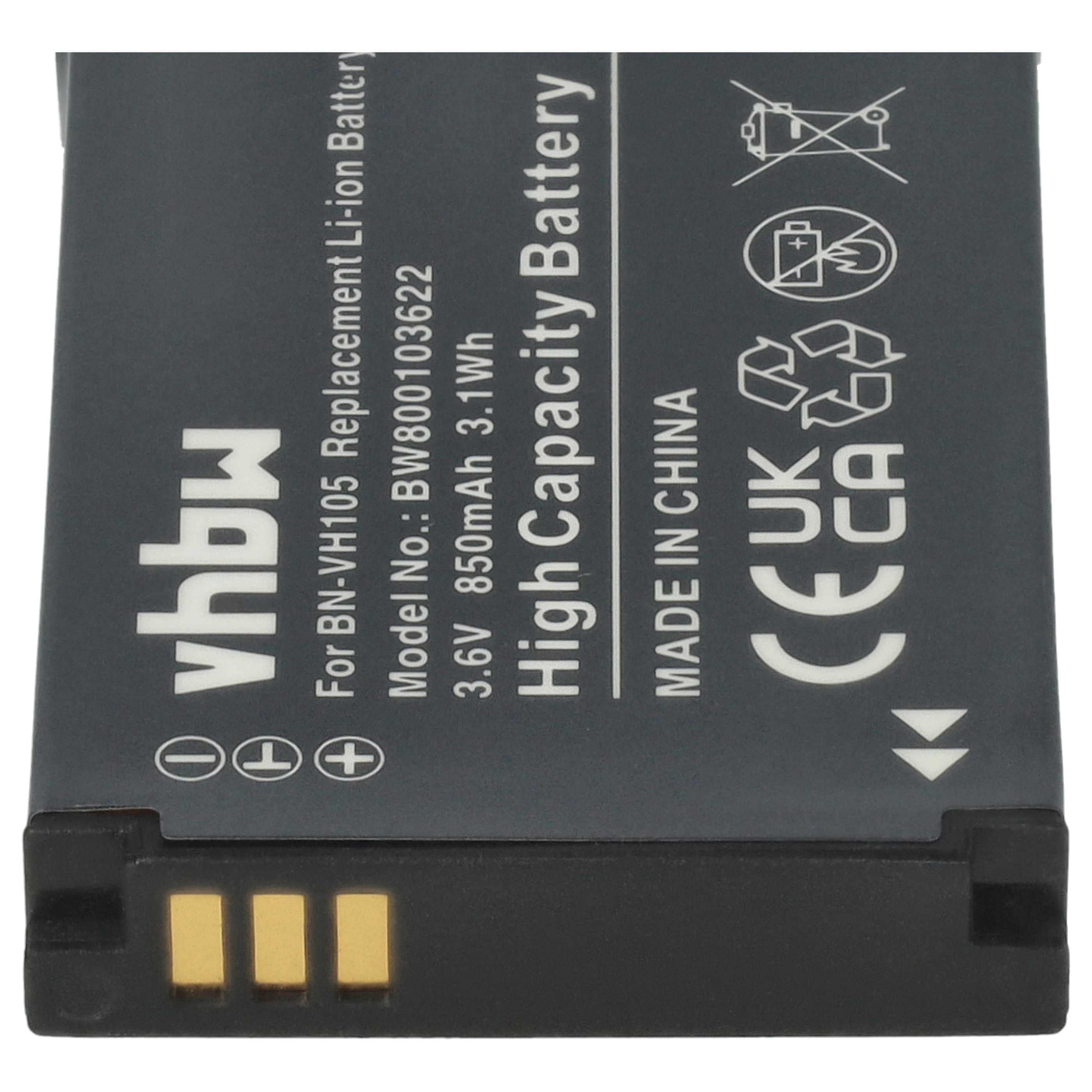 Videocamera Battery replaces JVC BN-VH105 - 850 mAh 3.6 V Li-Ion
