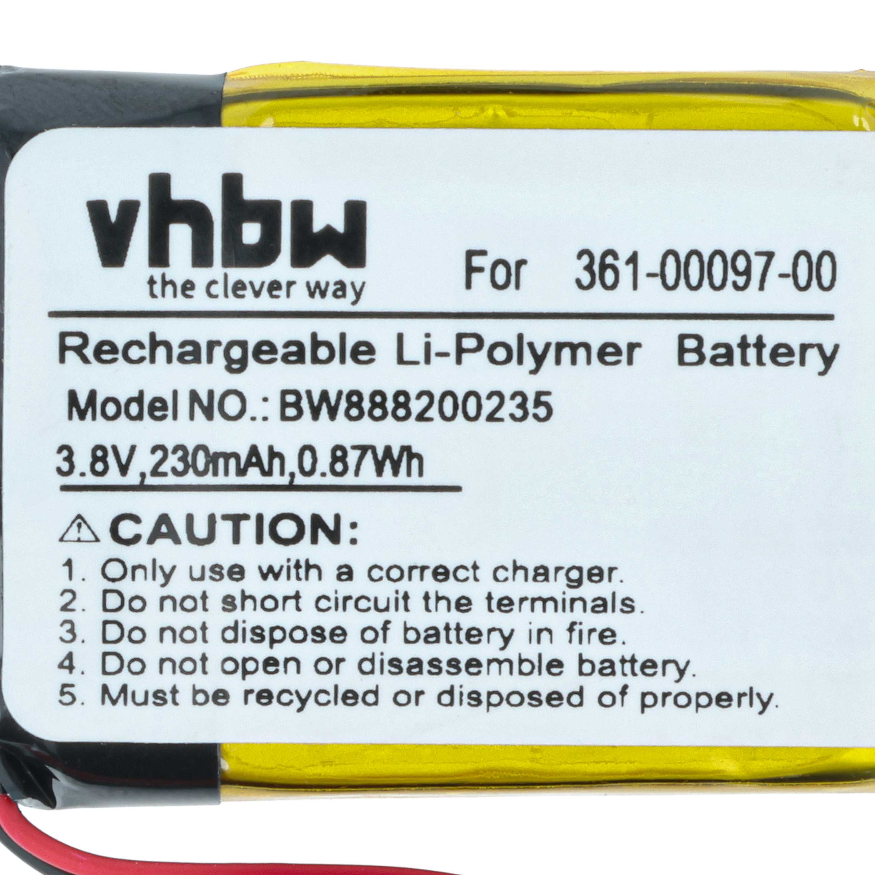 Smartwatch Battery Replacement for Garmin 361-00097-00 - 230 mAh 3.7 V Li-polymer